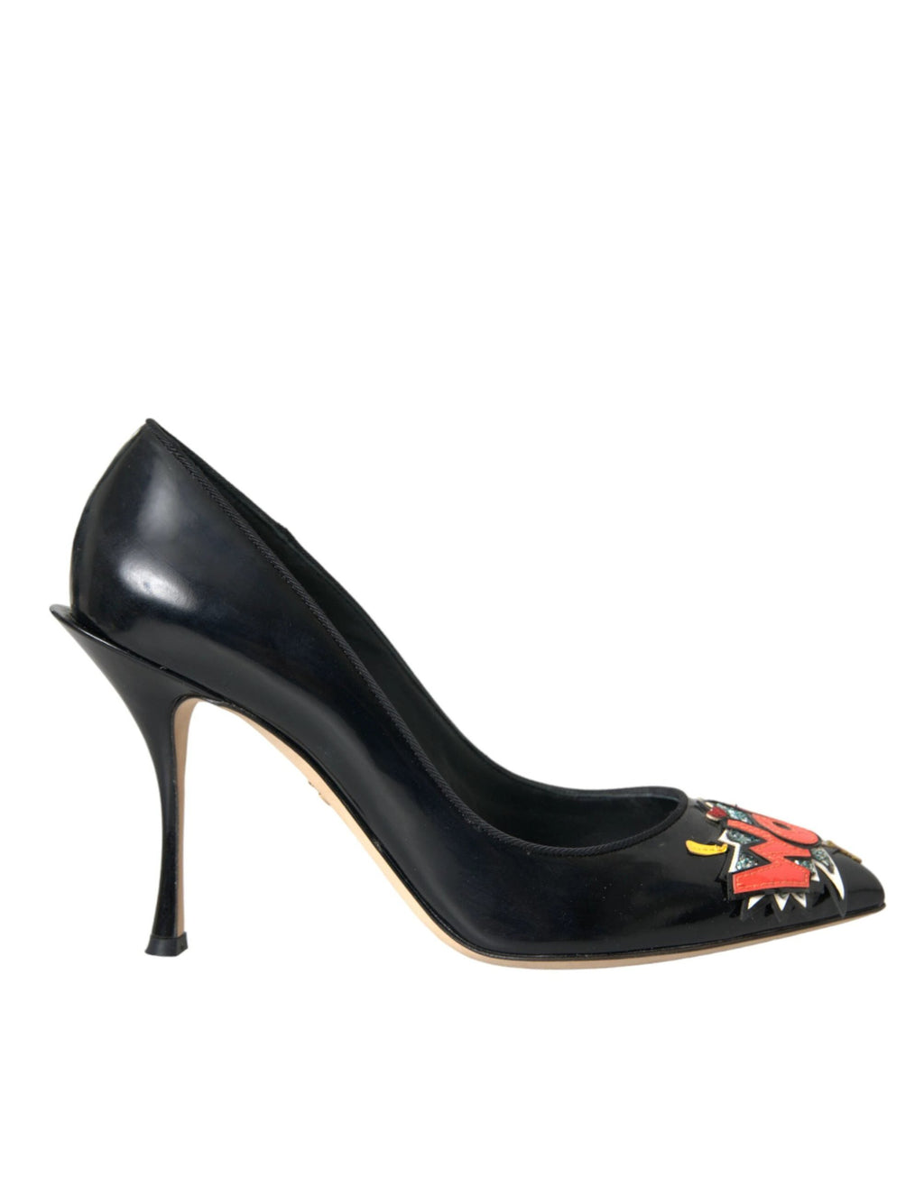 Dolce & Gabbana Black Leather WOW Patch Heels Pumps Shoes by Dolce & Gabbana