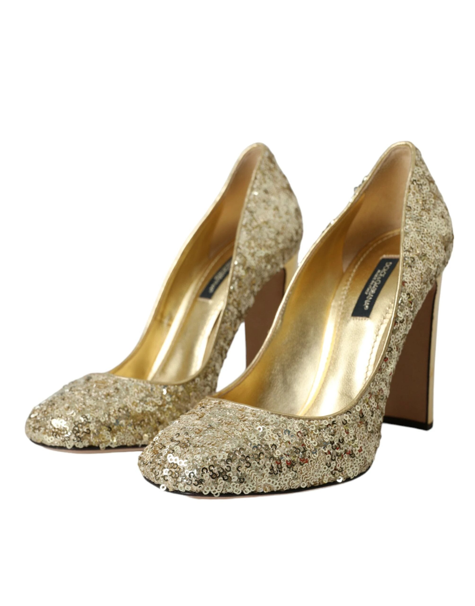 Dolce & Gabbana Gold Sequin Crystal Heels Pumps Shoes by Dolce & Gabbana