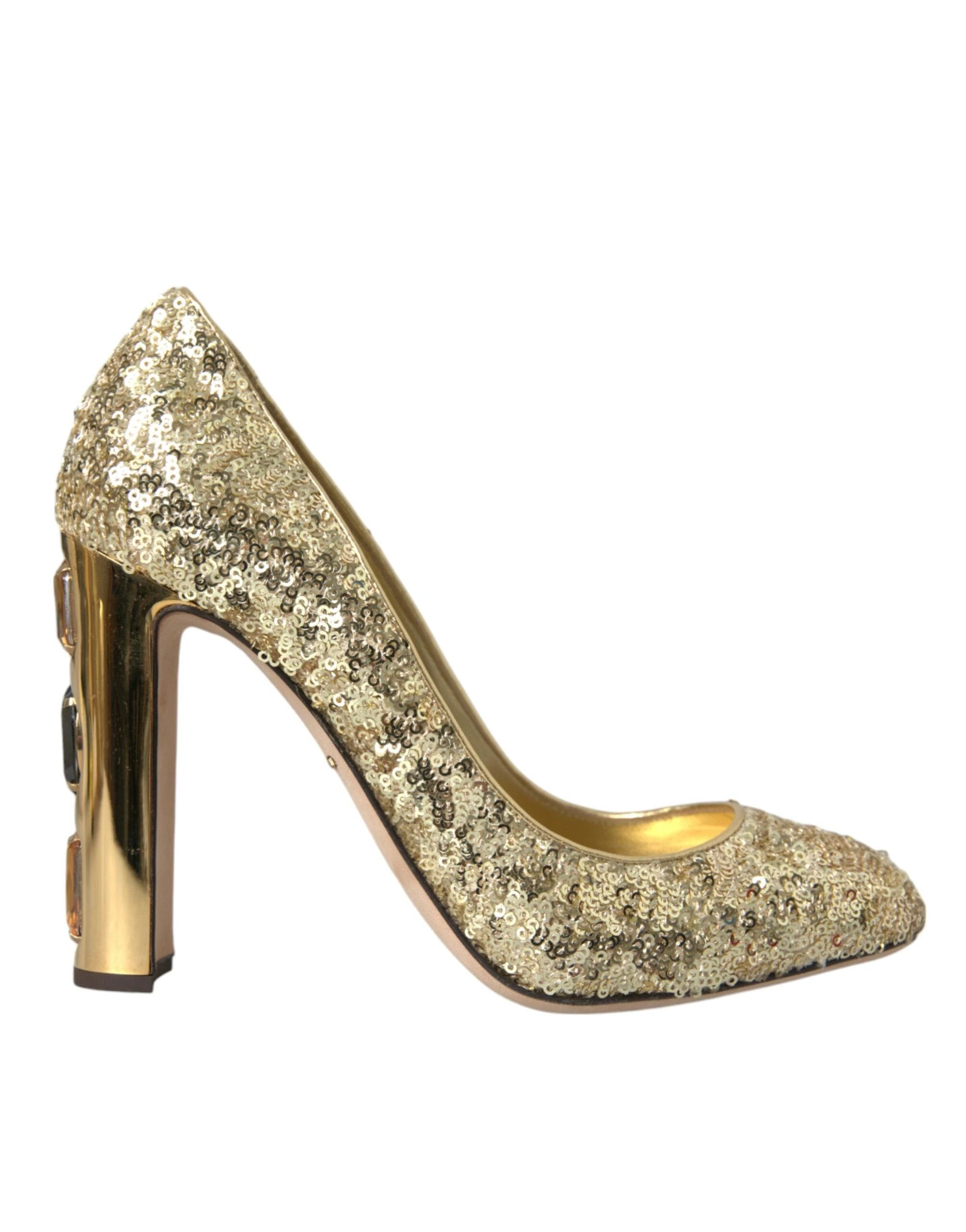 Dolce & Gabbana Gold Sequin Crystal Heels Pumps Shoes by Dolce & Gabbana