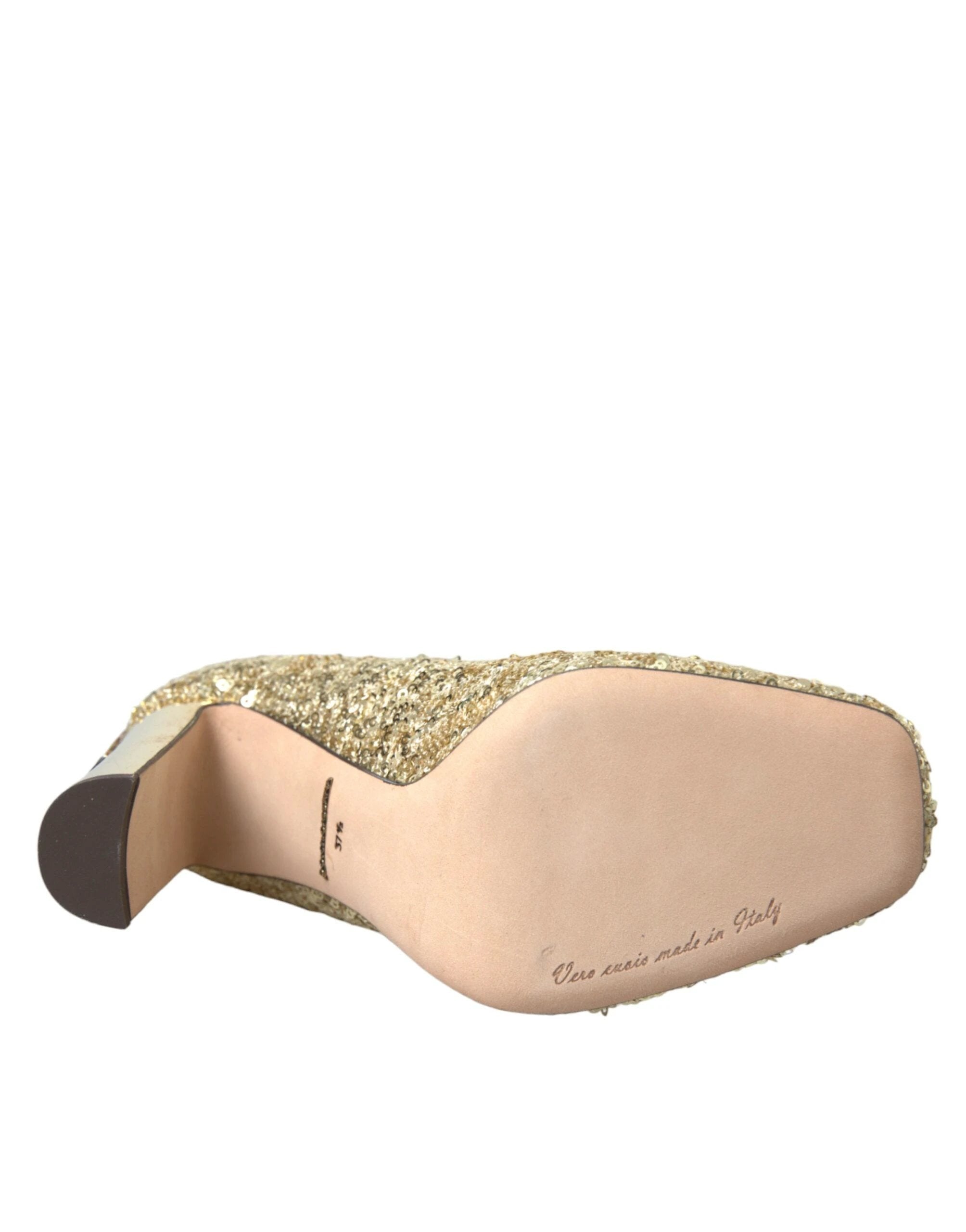 Dolce & Gabbana Gold Sequin Crystal Heels Pumps Shoes by Dolce & Gabbana