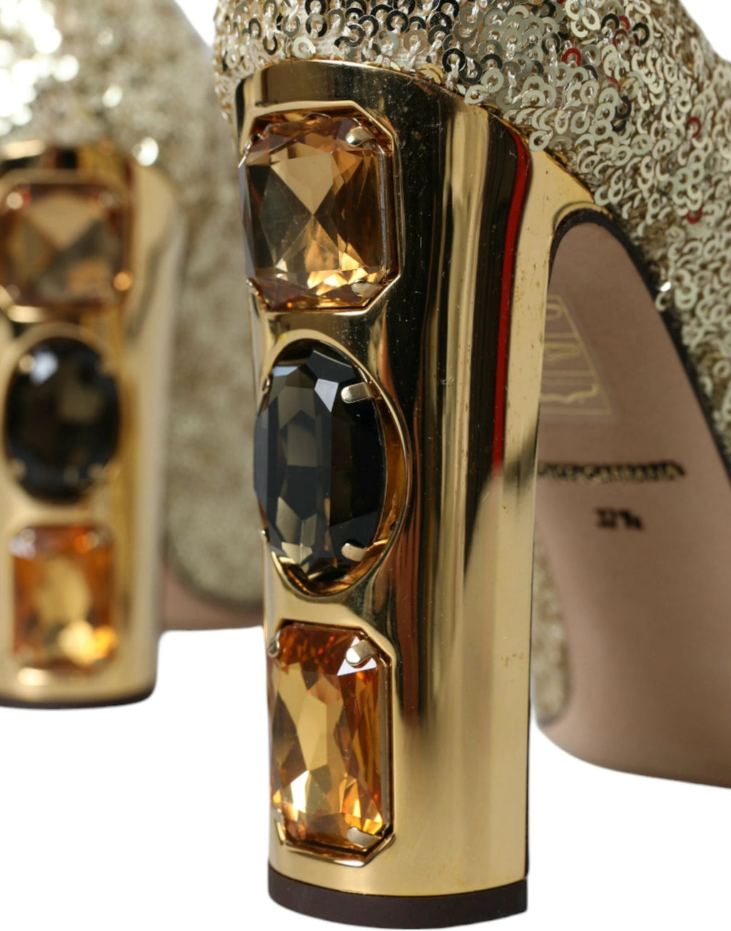 Dolce & Gabbana Gold Sequin Crystal Heels Pumps Shoes by Dolce & Gabbana