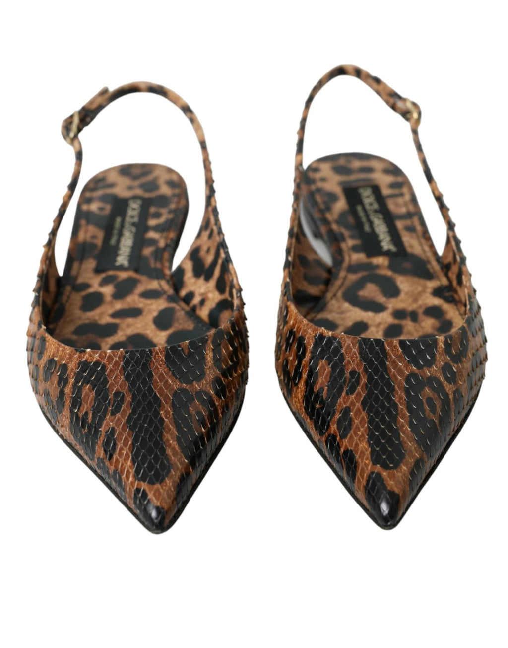 Dolce & Gabbana Brown Leopard Exotic Skin Slingback Shoes by Dolce & Gabbana