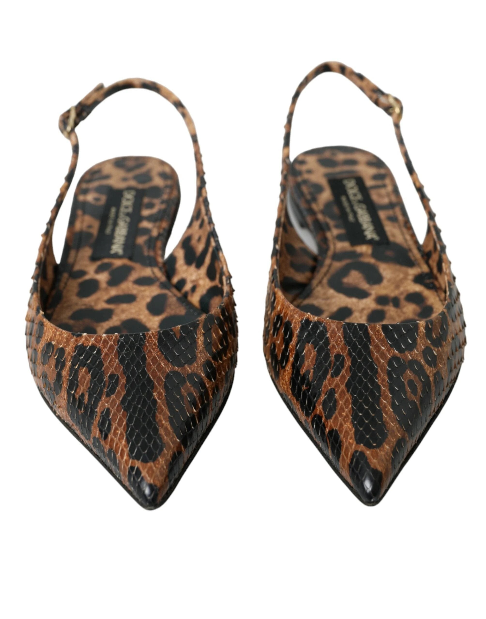Dolce & Gabbana Brown Leopard Exotic Skin Slingback Shoes by Dolce & Gabbana