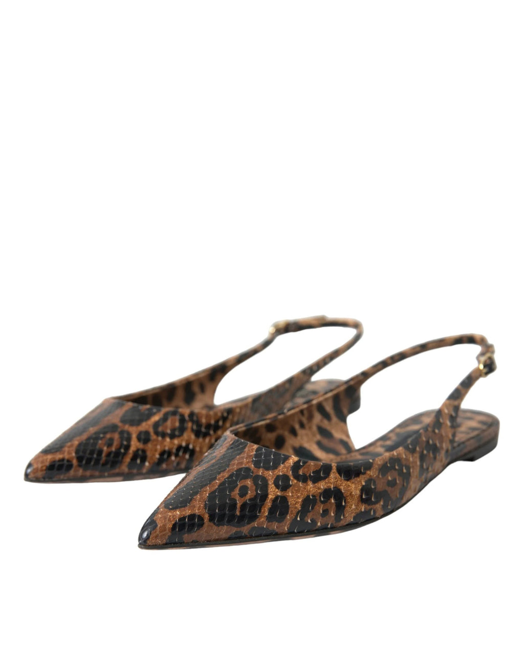 Dolce & Gabbana Brown Leopard Exotic Skin Slingback Shoes by Dolce & Gabbana