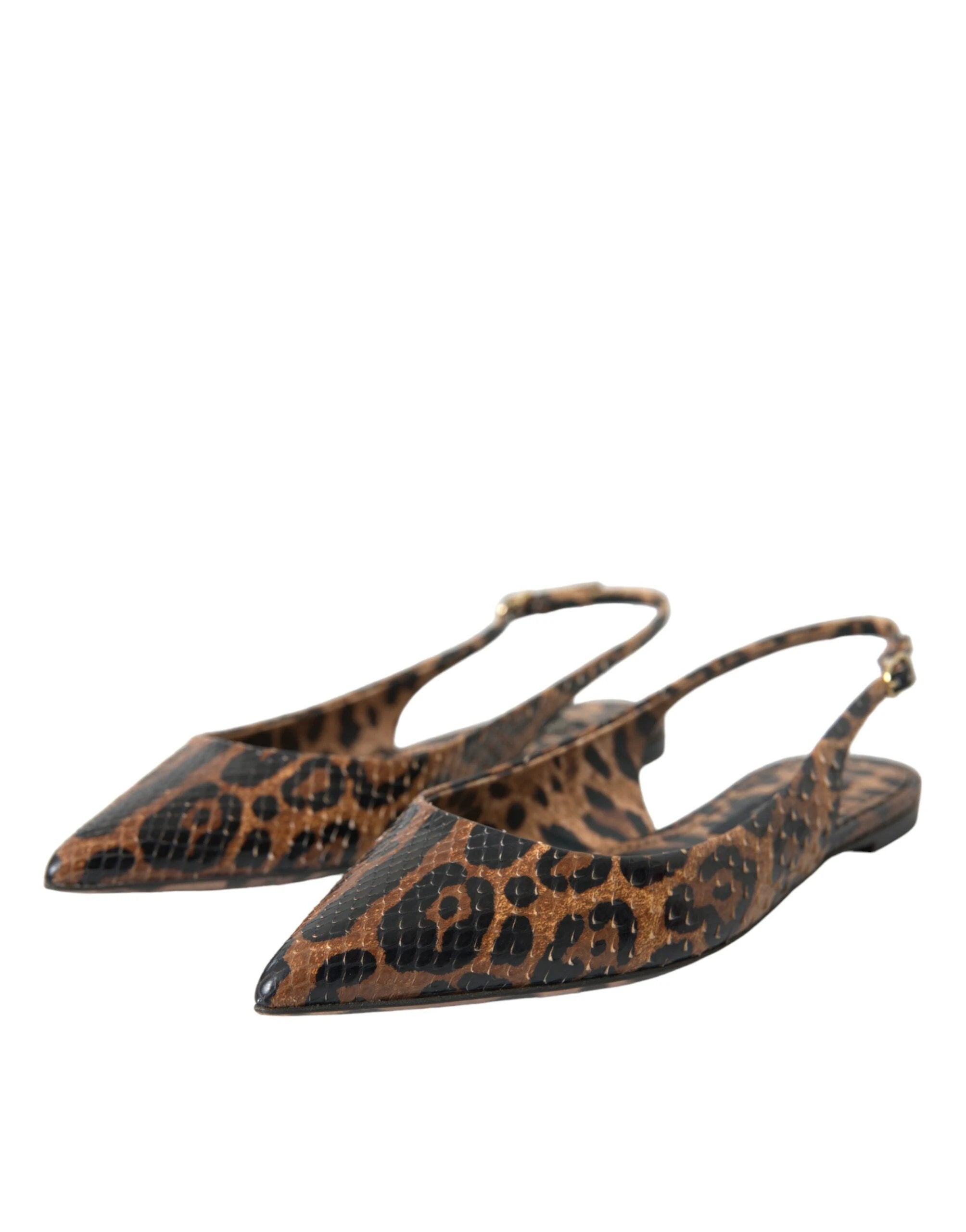 Dolce & Gabbana Brown Leopard Exotic Skin Slingback Shoes by Dolce & Gabbana