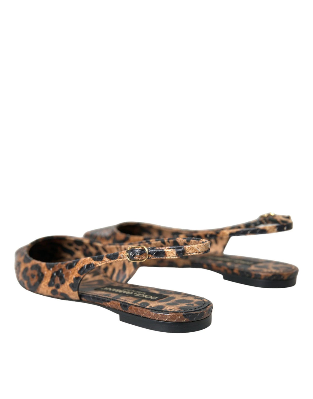 Dolce & Gabbana Brown Leopard Exotic Skin Slingback Shoes by Dolce & Gabbana
