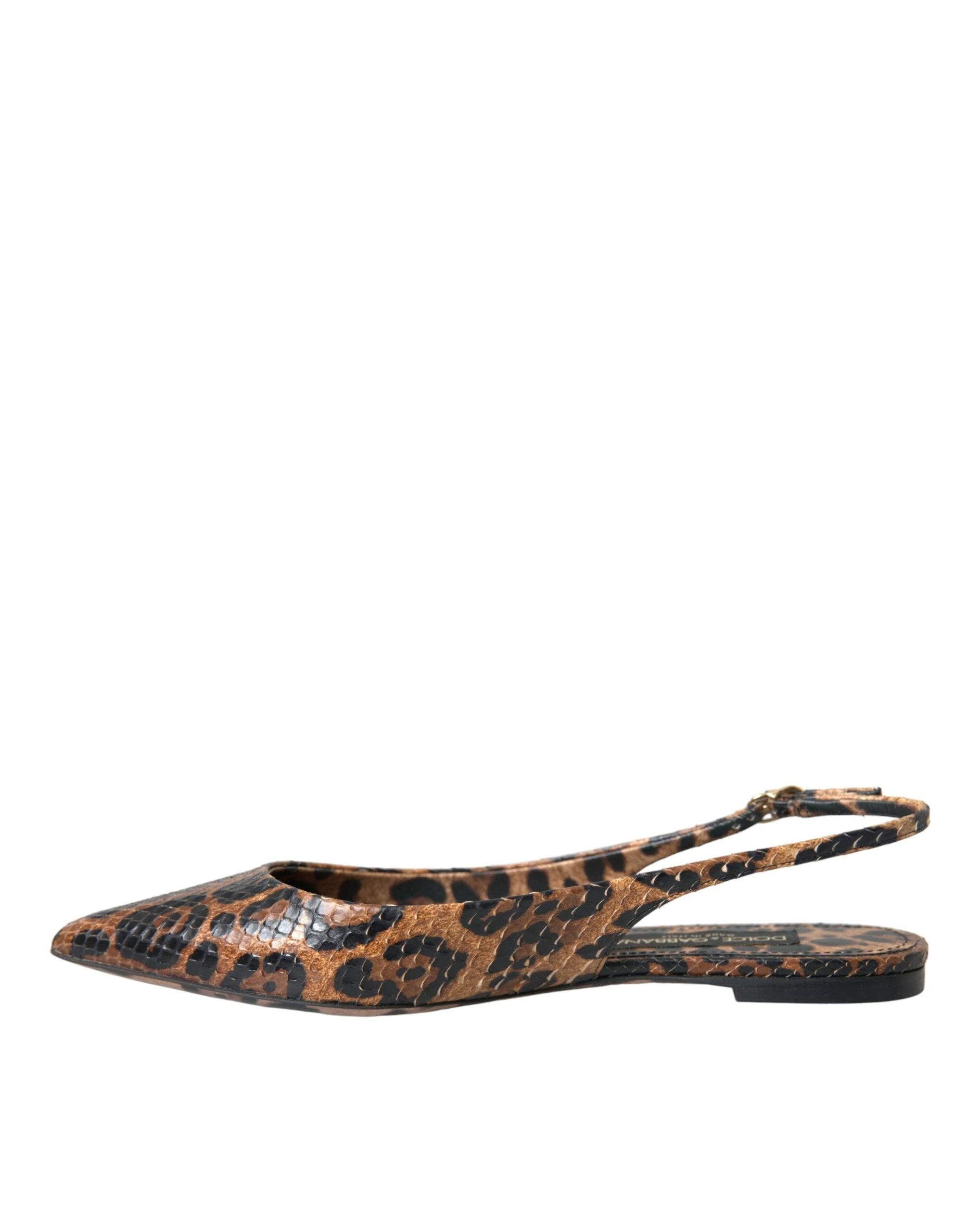 Dolce & Gabbana Brown Leopard Exotic Skin Slingback Shoes by Dolce & Gabbana