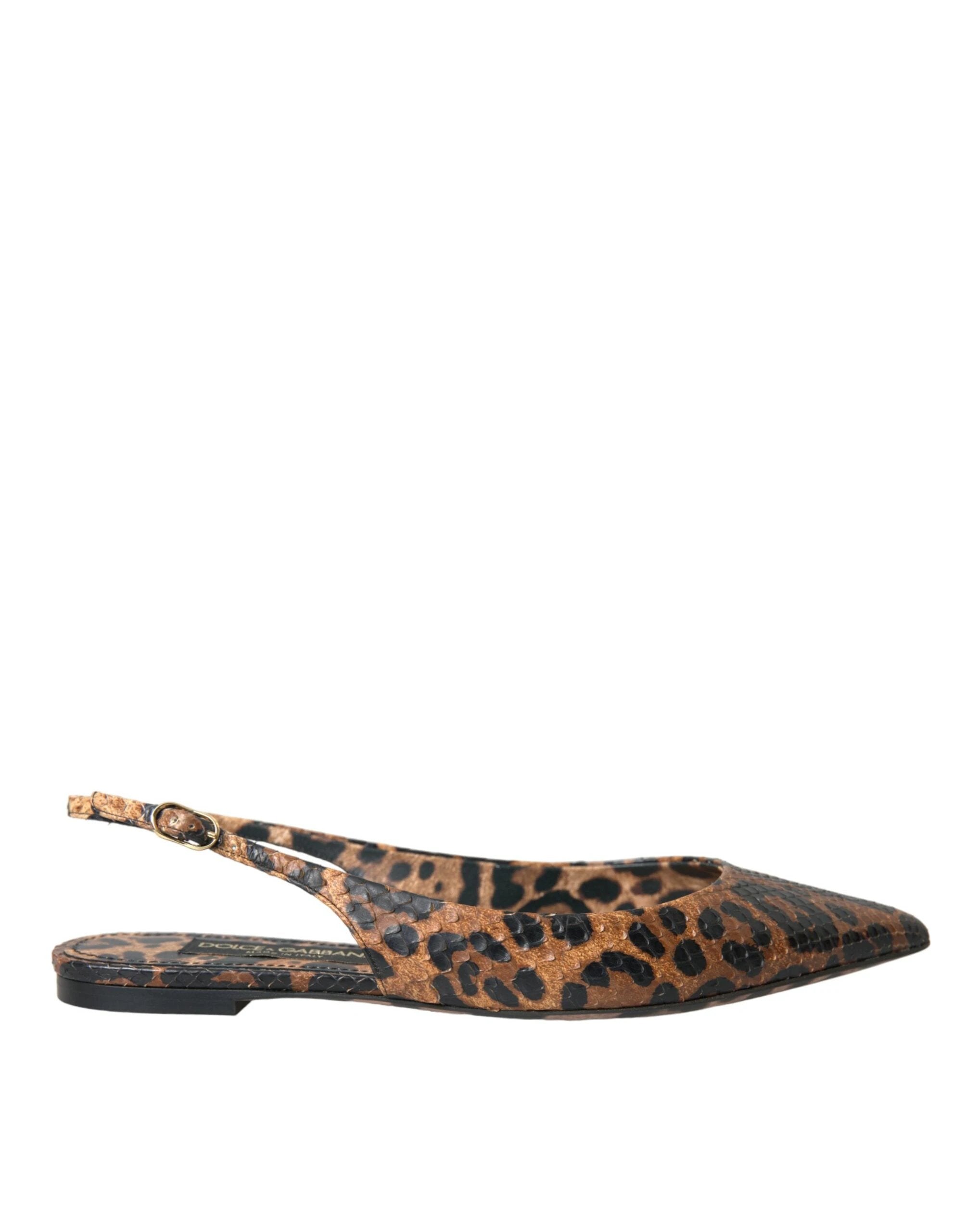 Dolce & Gabbana Brown Leopard Exotic Skin Slingback Shoes by Dolce & Gabbana
