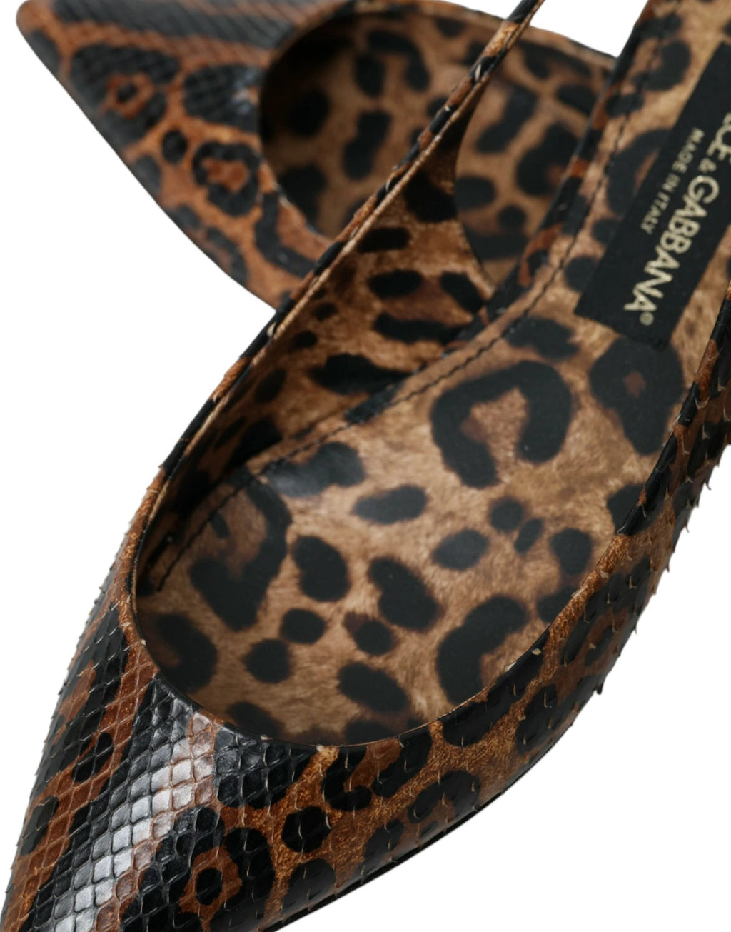 Dolce & Gabbana Brown Leopard Exotic Skin Slingback Shoes by Dolce & Gabbana