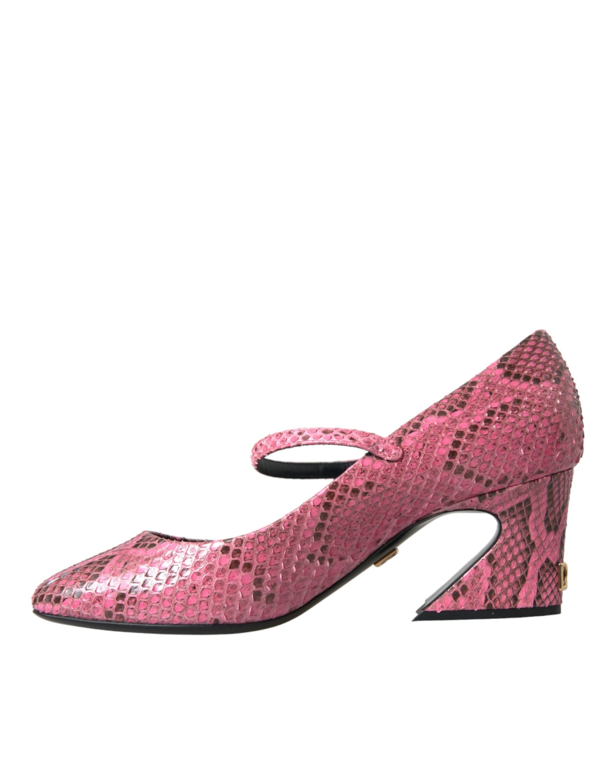 Dolce & Gabbana Pink Python Leather Mary Jane Heels Shoes by Dolce & Gabbana