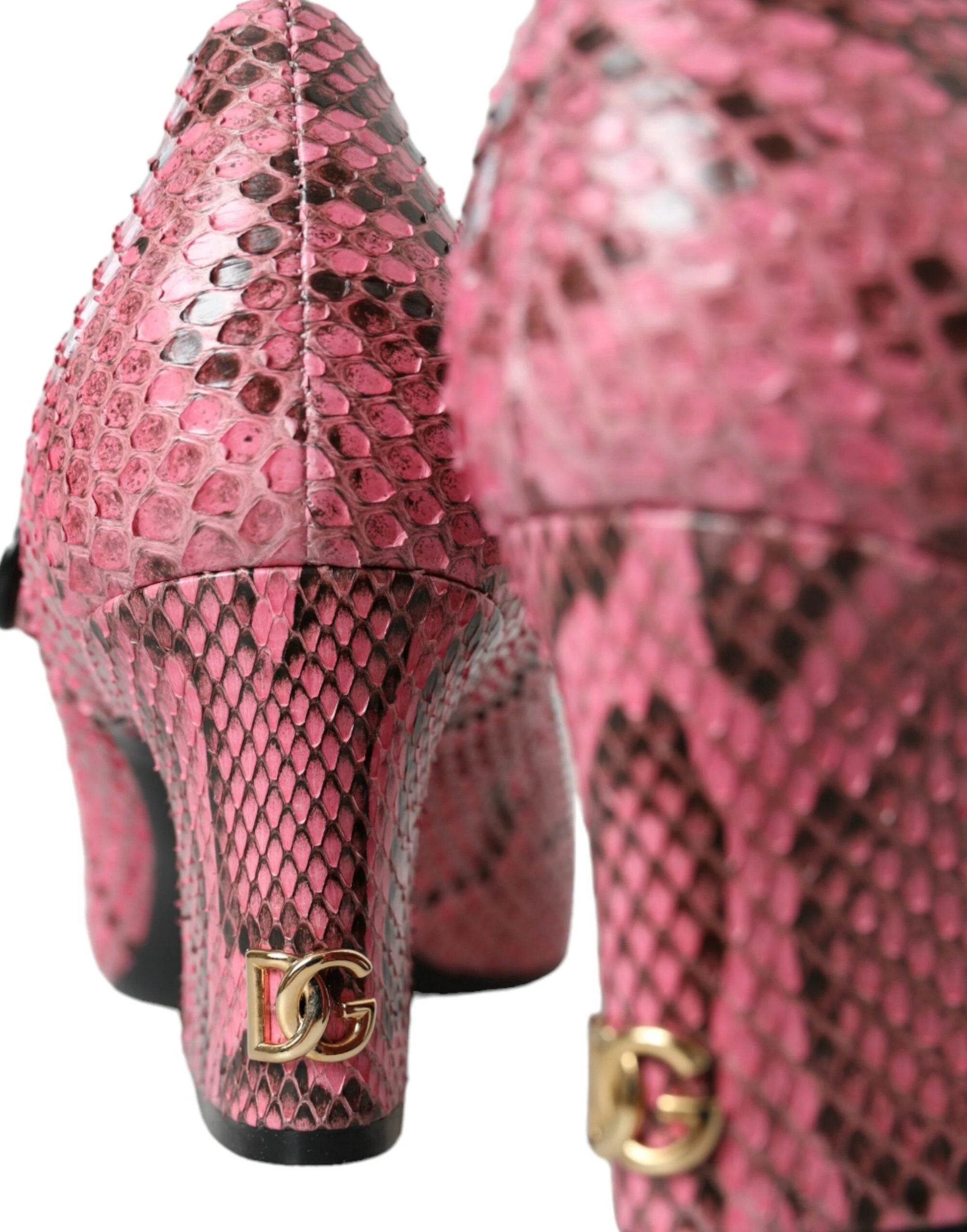 Dolce & Gabbana Pink Python Leather Mary Jane Heels Shoes by Dolce & Gabbana