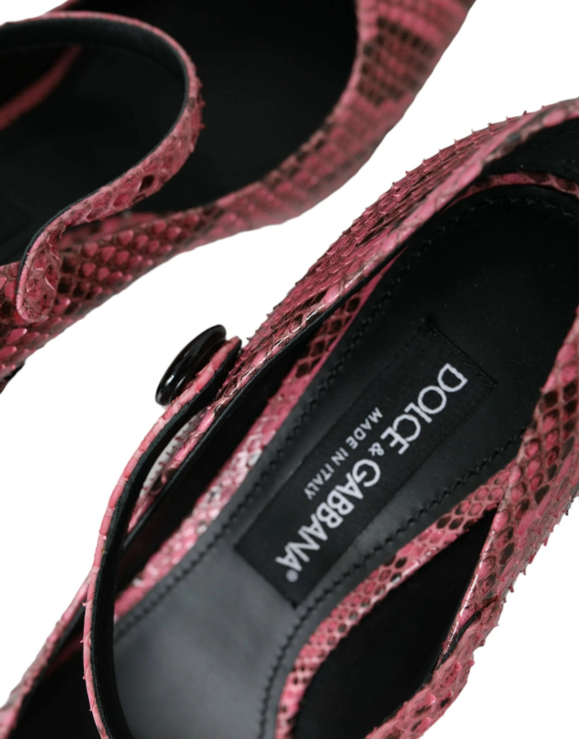 Dolce & Gabbana Pink Python Leather Mary Jane Heels Shoes by Dolce & Gabbana