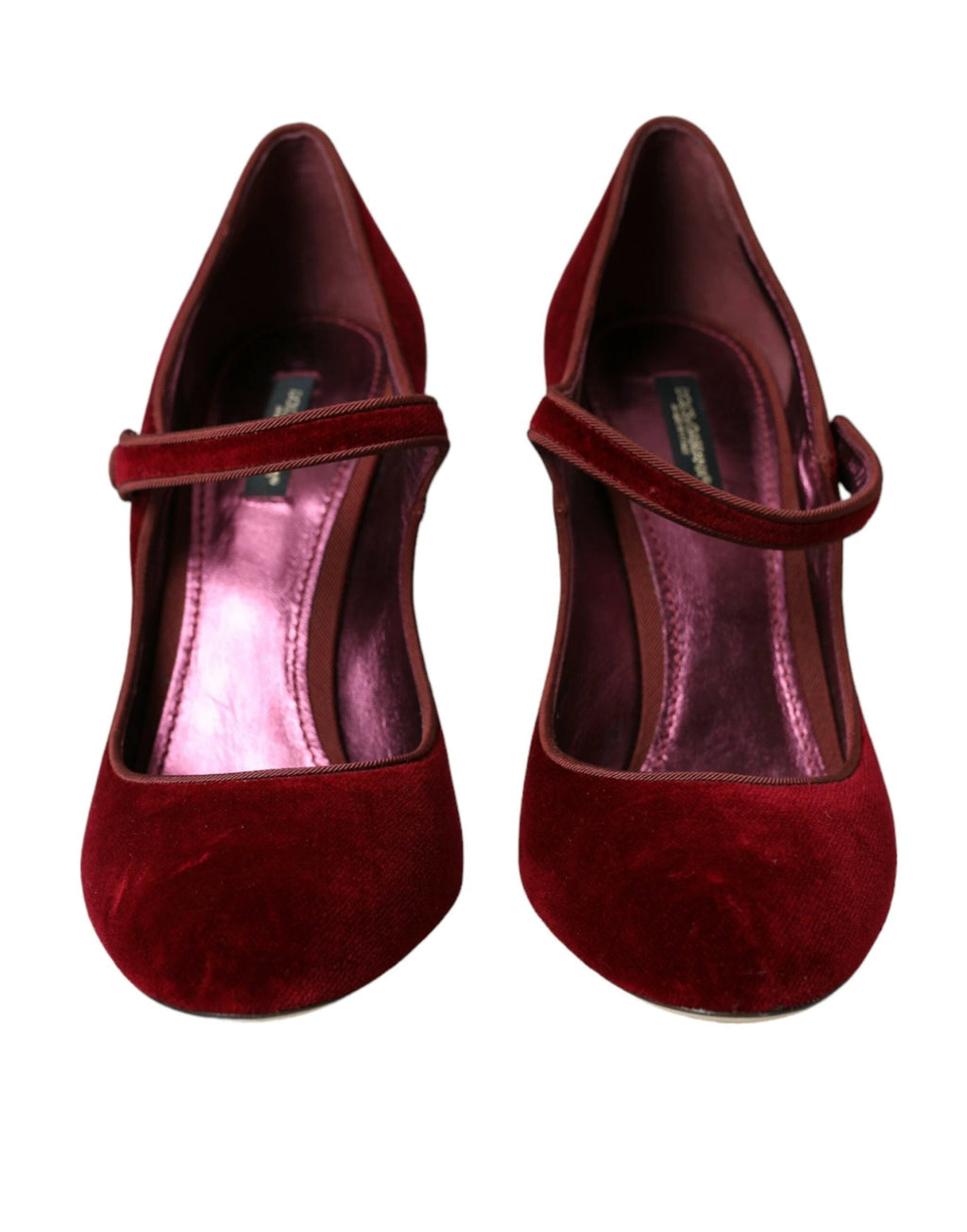 Dolce & Gabbana Red Velvet Gold Crystals Heels Mary Jane Shoes by Dolce & Gabbana