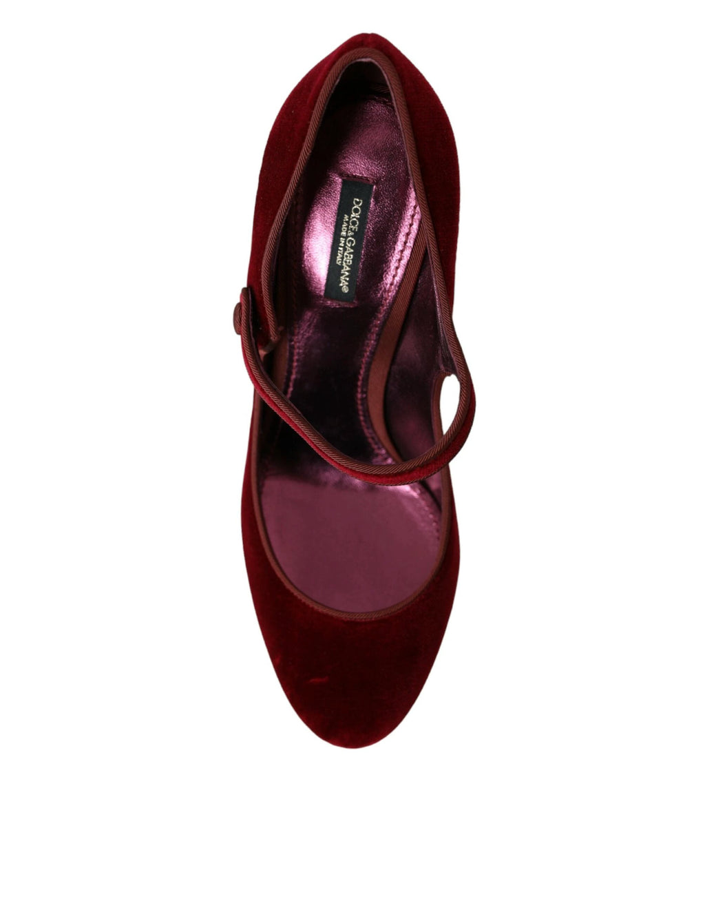 Dolce & Gabbana Red Velvet Gold Crystals Heels Mary Jane Shoes by Dolce & Gabbana