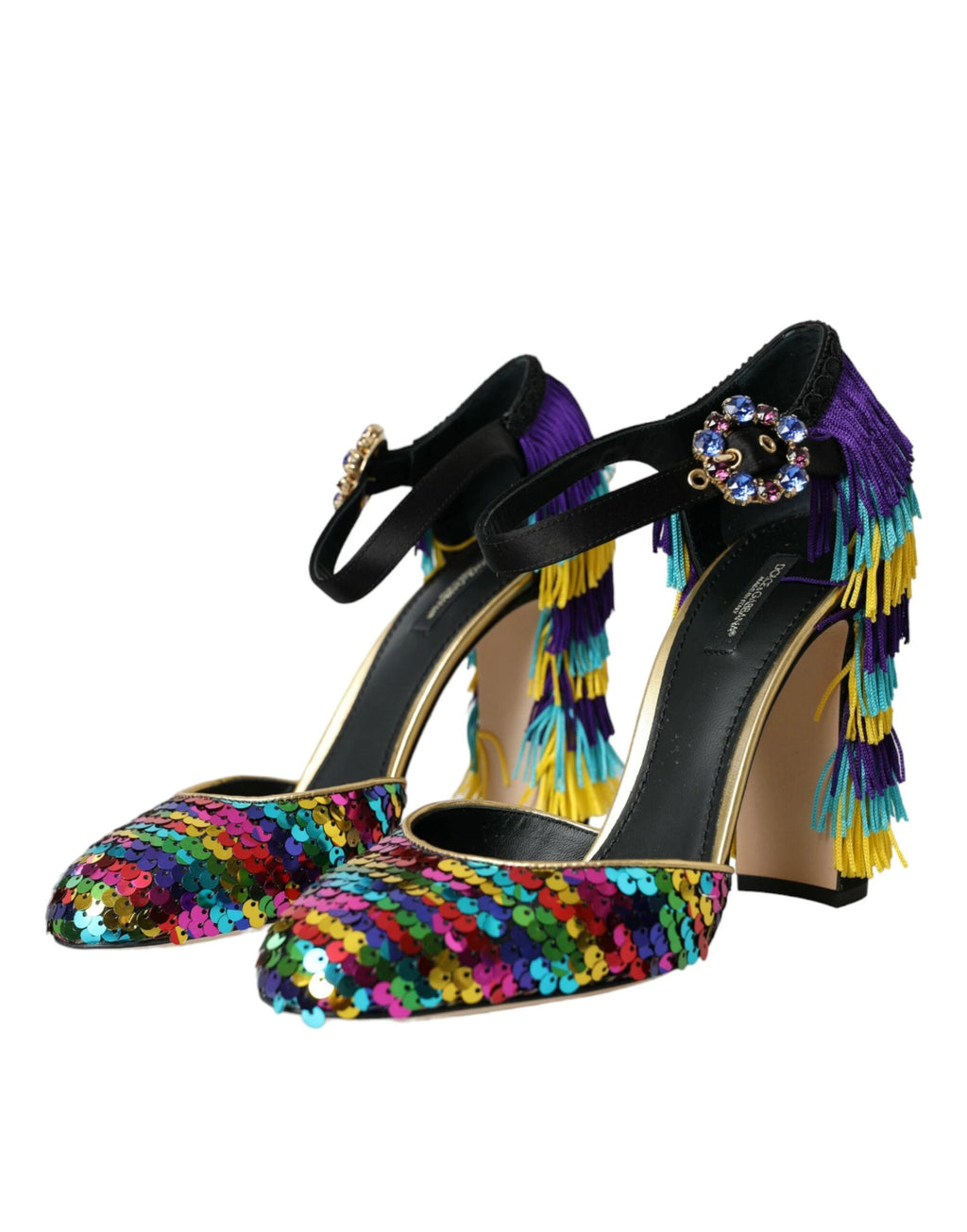 Dolce & Gabbana Multicolor Sequin Crystal Mary Jane Shoes by Dolce & Gabbana