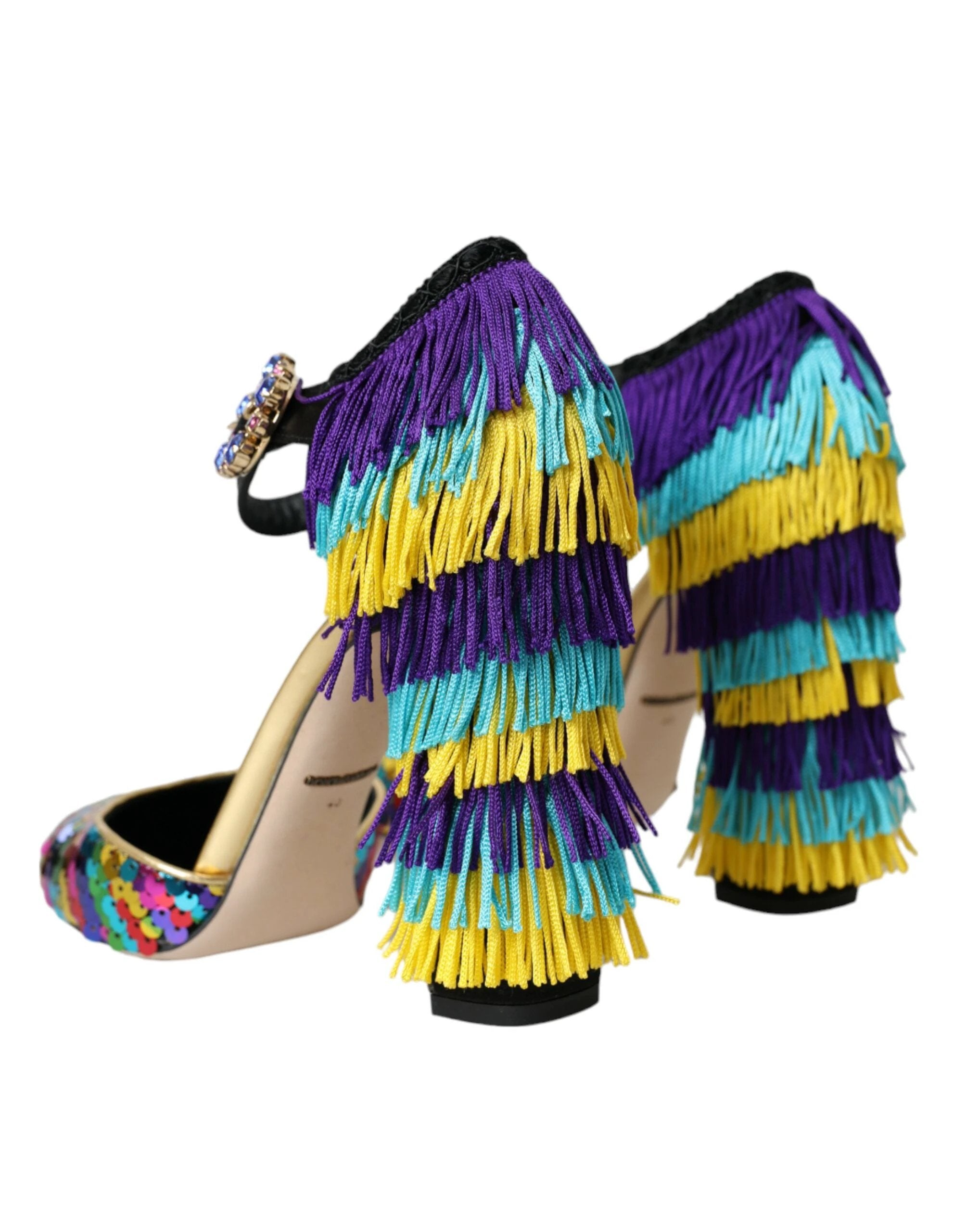 Dolce & Gabbana Multicolor Sequin Crystal Mary Jane Shoes by Dolce & Gabbana