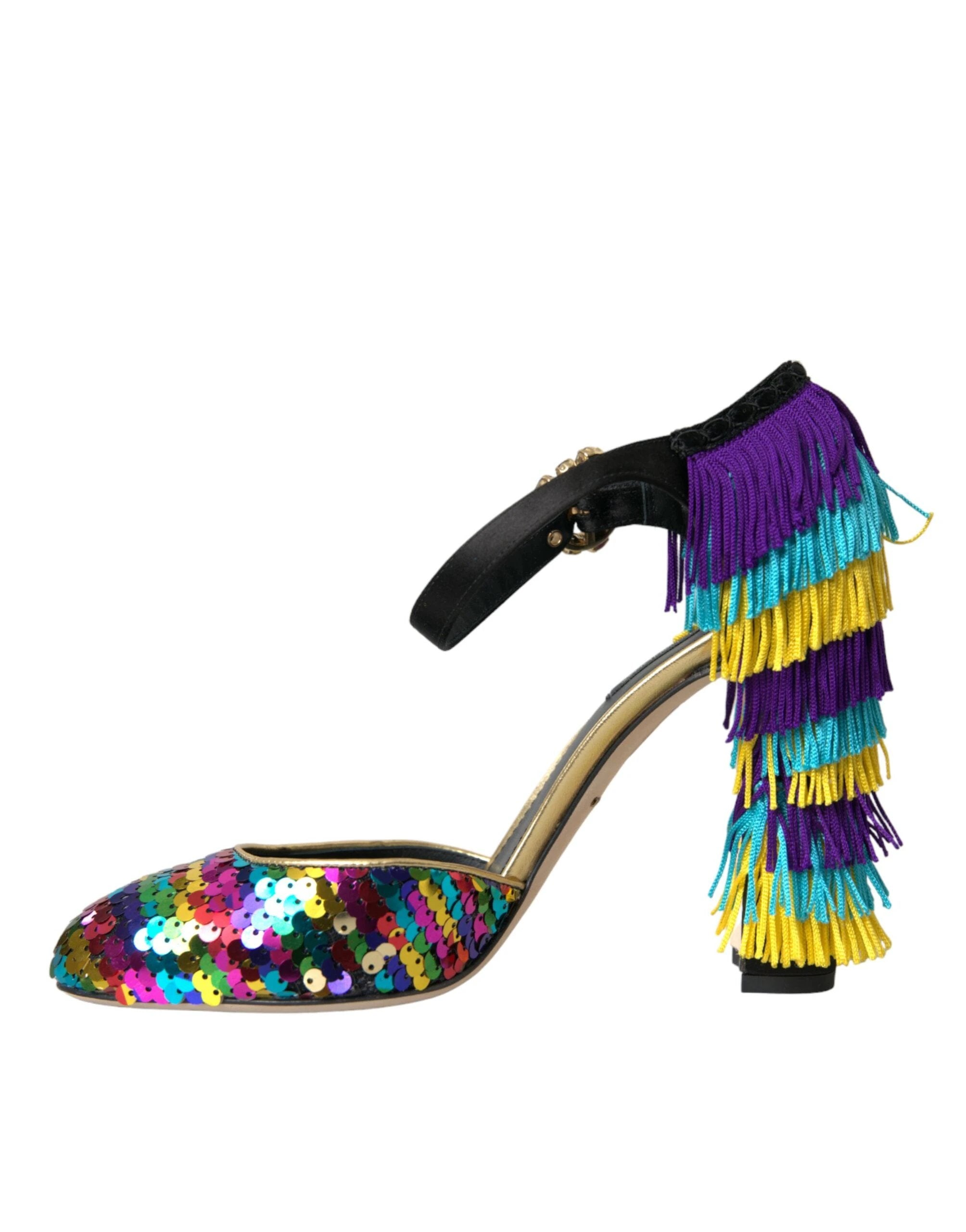 Dolce & Gabbana Multicolor Sequin Crystal Mary Jane Shoes by Dolce & Gabbana