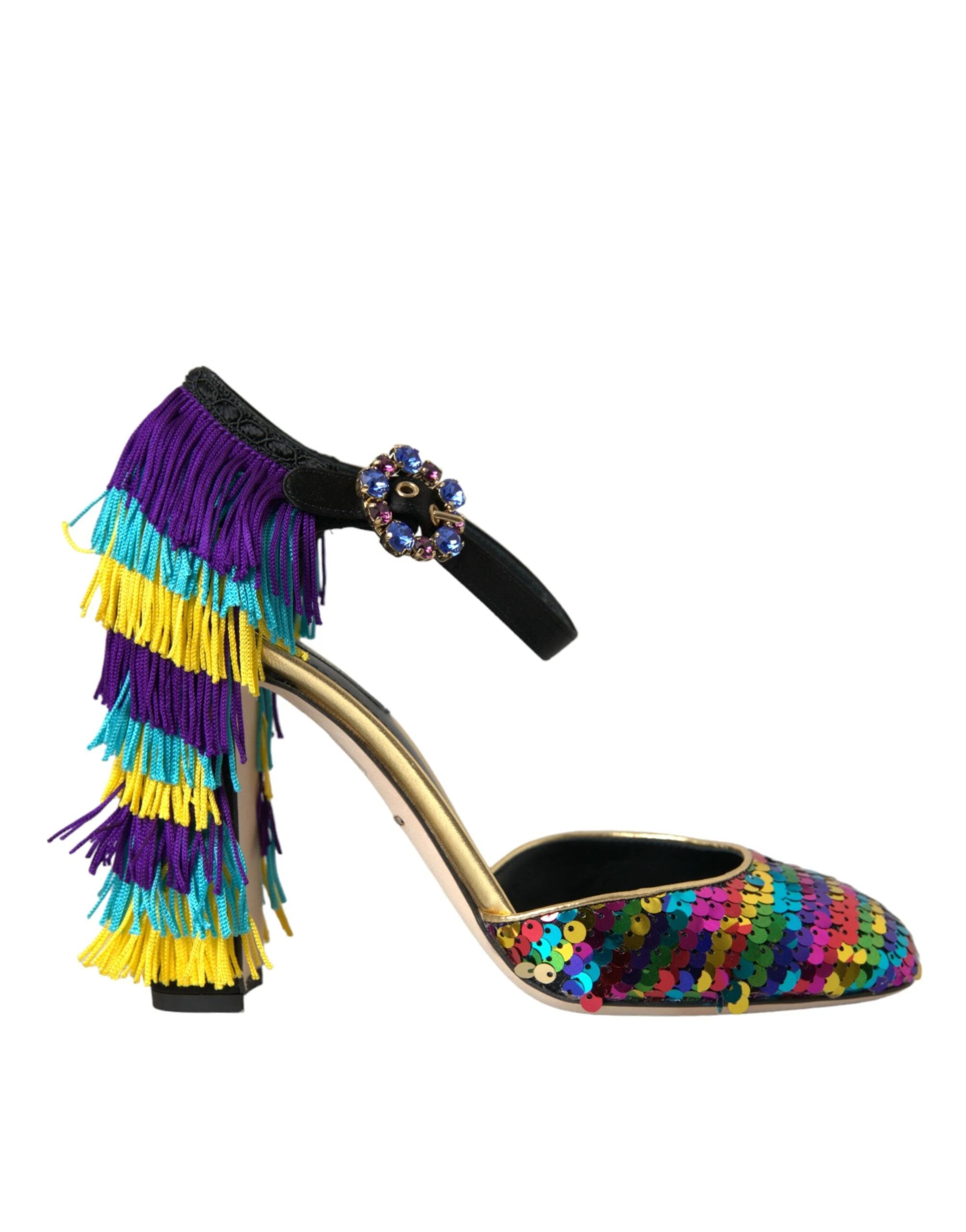 Dolce & Gabbana Multicolor Sequin Crystal Mary Jane Shoes by Dolce & Gabbana