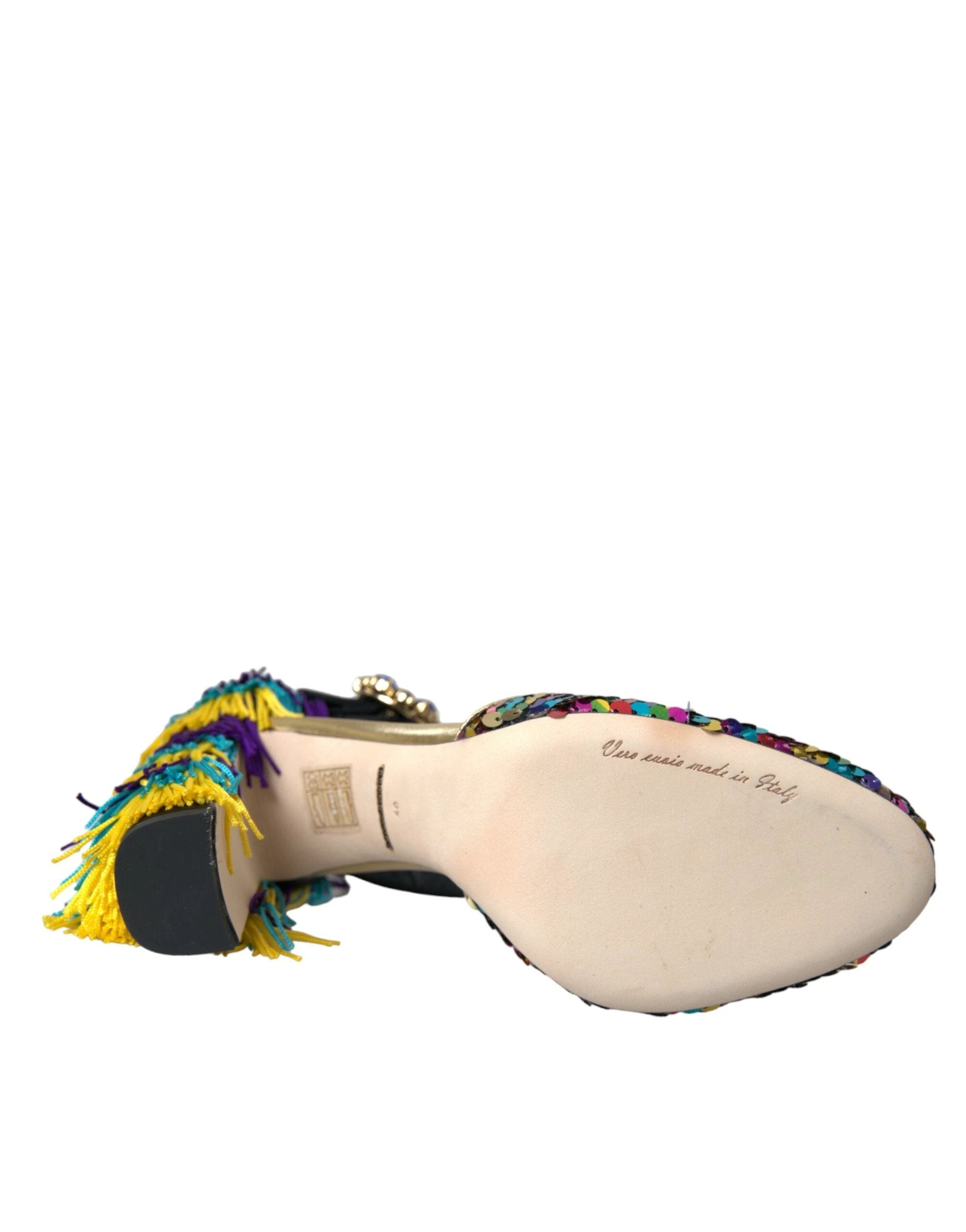 Dolce & Gabbana Multicolor Sequin Crystal Mary Jane Shoes by Dolce & Gabbana