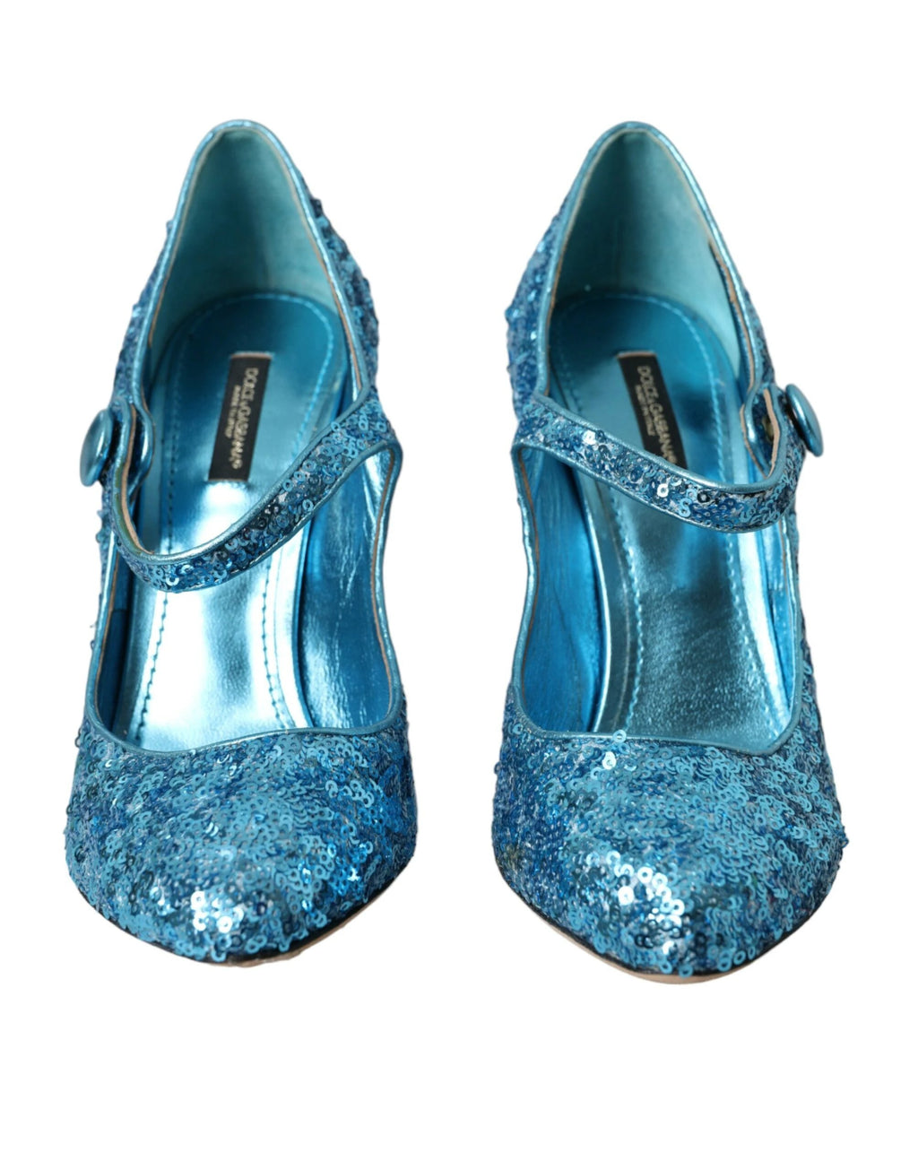 Dolce & Gabbana Blue Sequin Mary Jane Pumps High Heels Shoes by Dolce & Gabbana