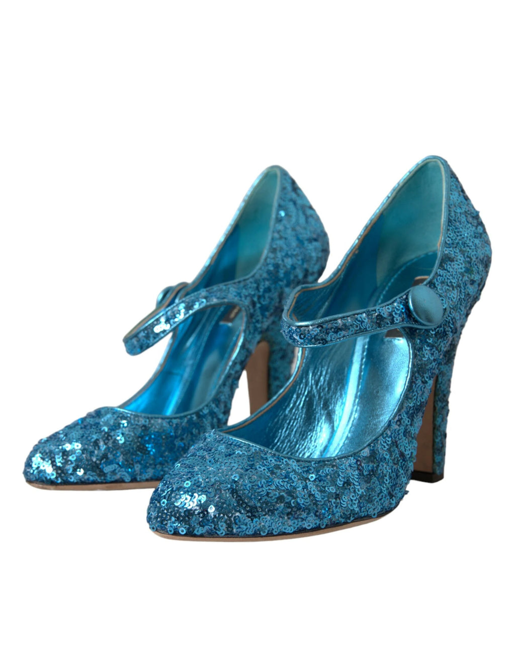 Dolce & Gabbana Blue Sequin Mary Jane Pumps High Heels Shoes by Dolce & Gabbana