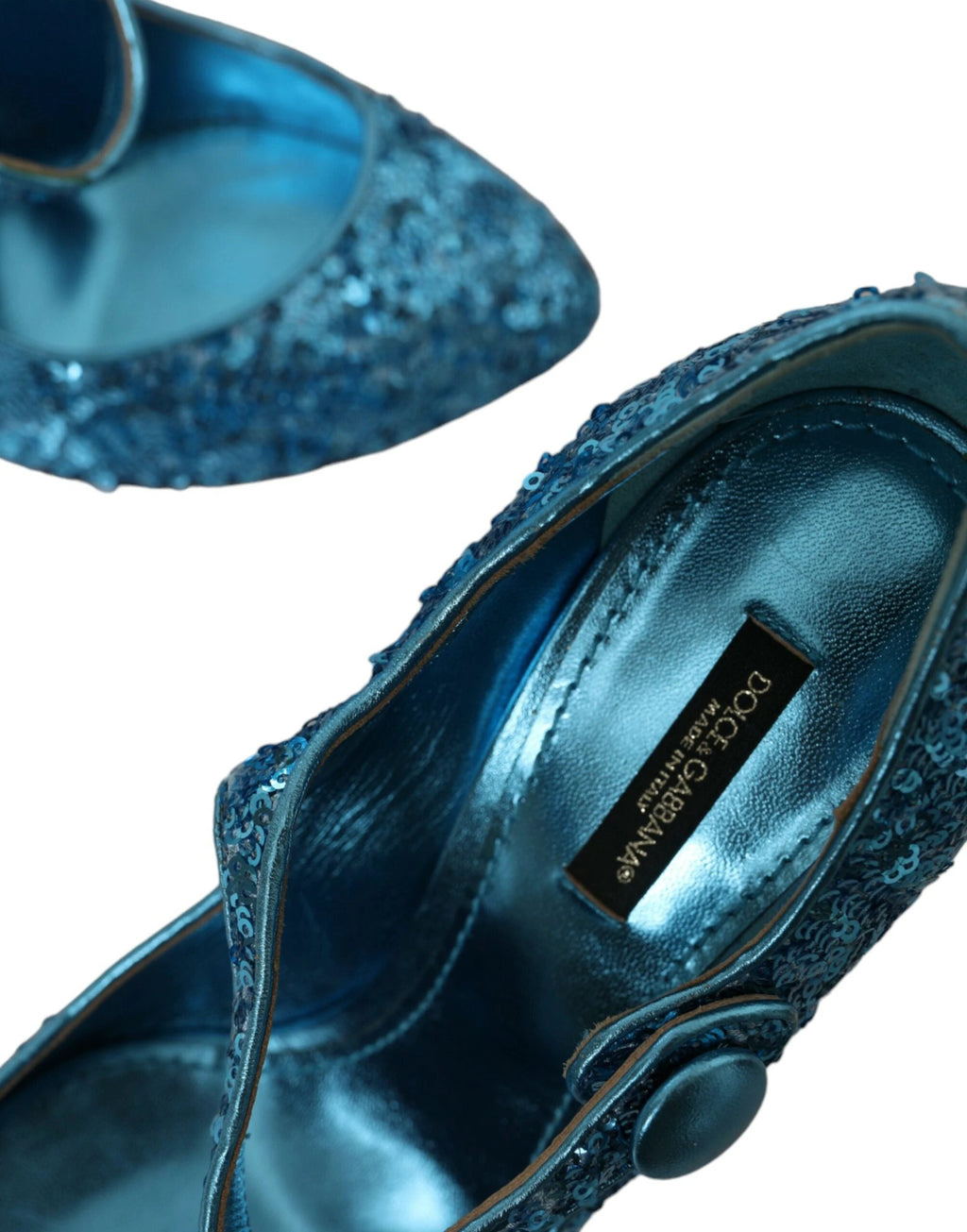 Dolce & Gabbana Blue Sequin Mary Jane Pumps High Heels Shoes by Dolce & Gabbana