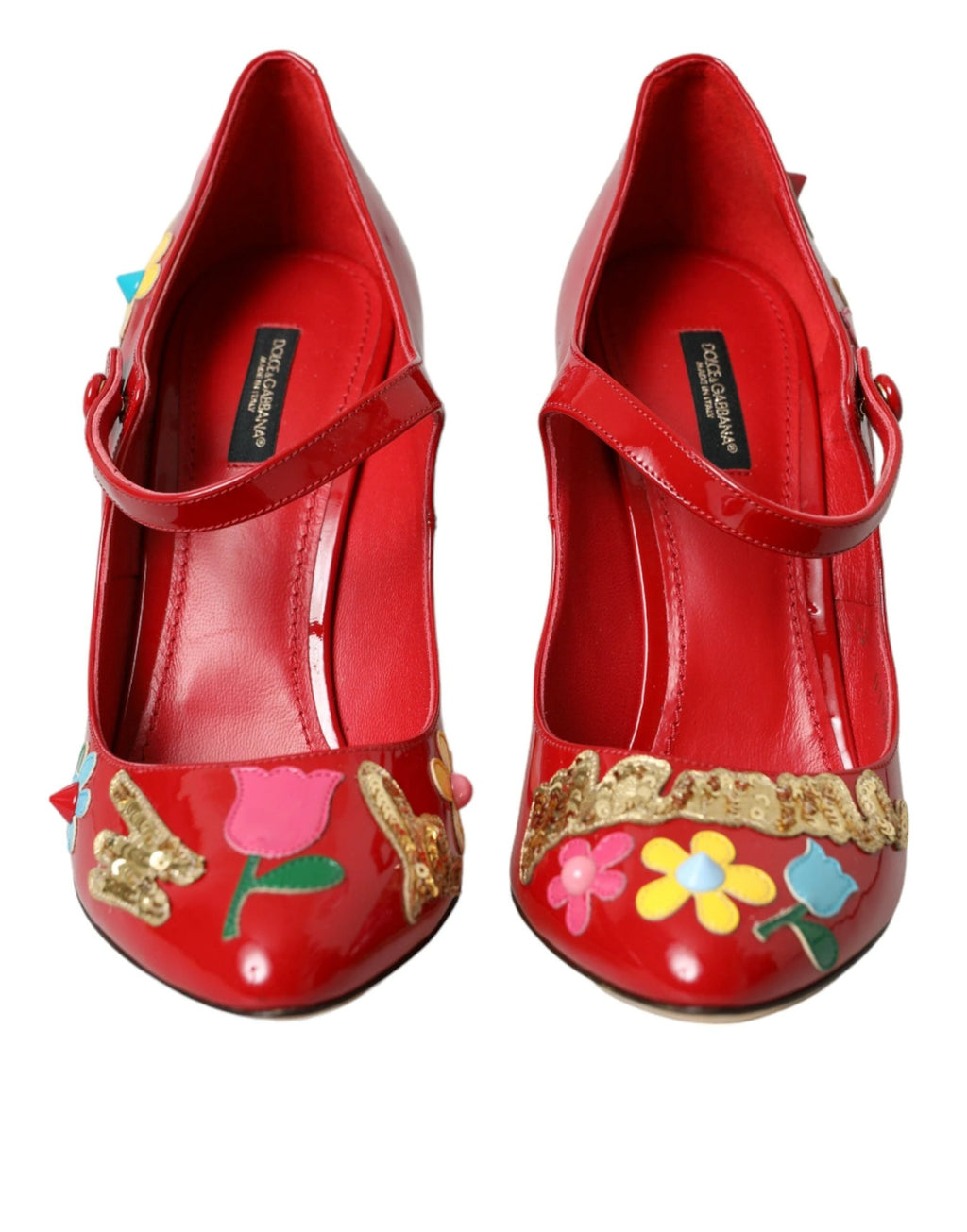 Dolce & Gabbana Red Leather Embellished Mary Jane Pumps Heels Shoes by Dolce & Gabbana