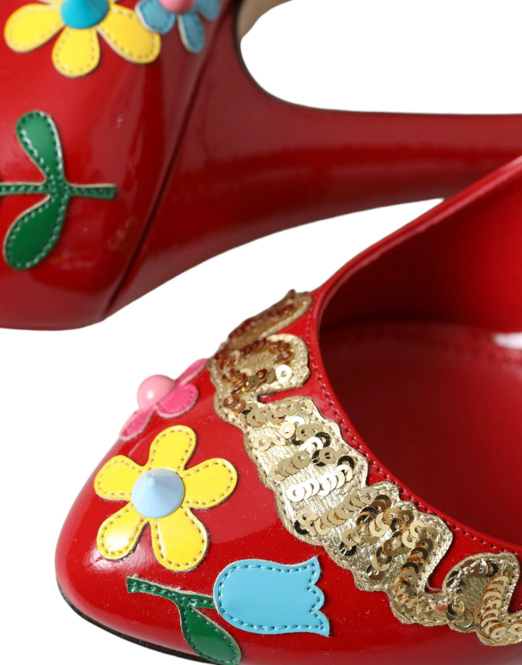 Dolce & Gabbana Red Leather Embellished Mary Jane Pumps Heels Shoes by Dolce & Gabbana