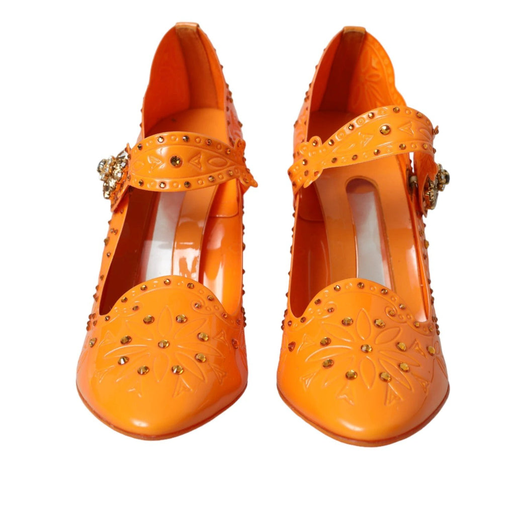 Dolce & Gabbana Orange CINDERELLA Floral Crystal Pumps Shoes by Dolce & Gabbana