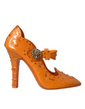 Dolce & Gabbana Orange CINDERELLA Floral Crystal Pumps Shoes by Dolce & Gabbana