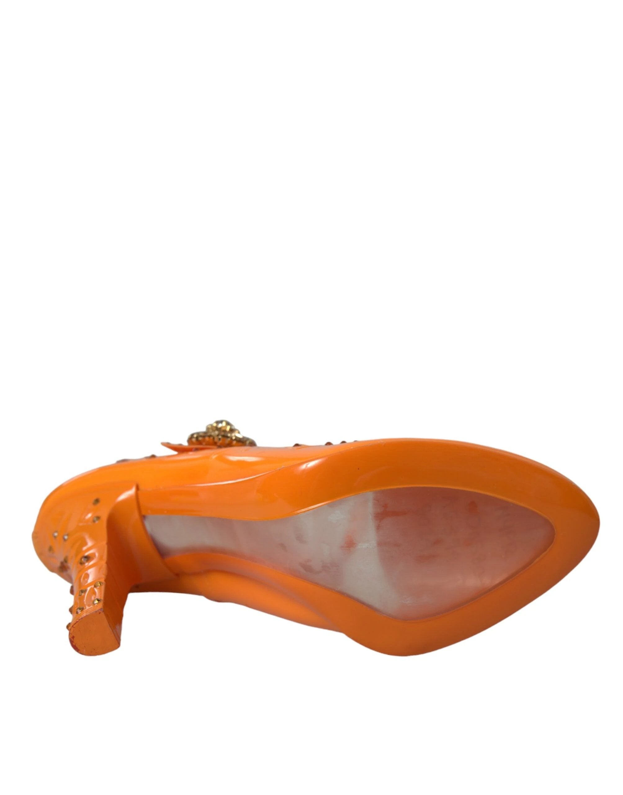 Dolce & Gabbana Orange CINDERELLA Floral Crystal Pumps Shoes by Dolce & Gabbana