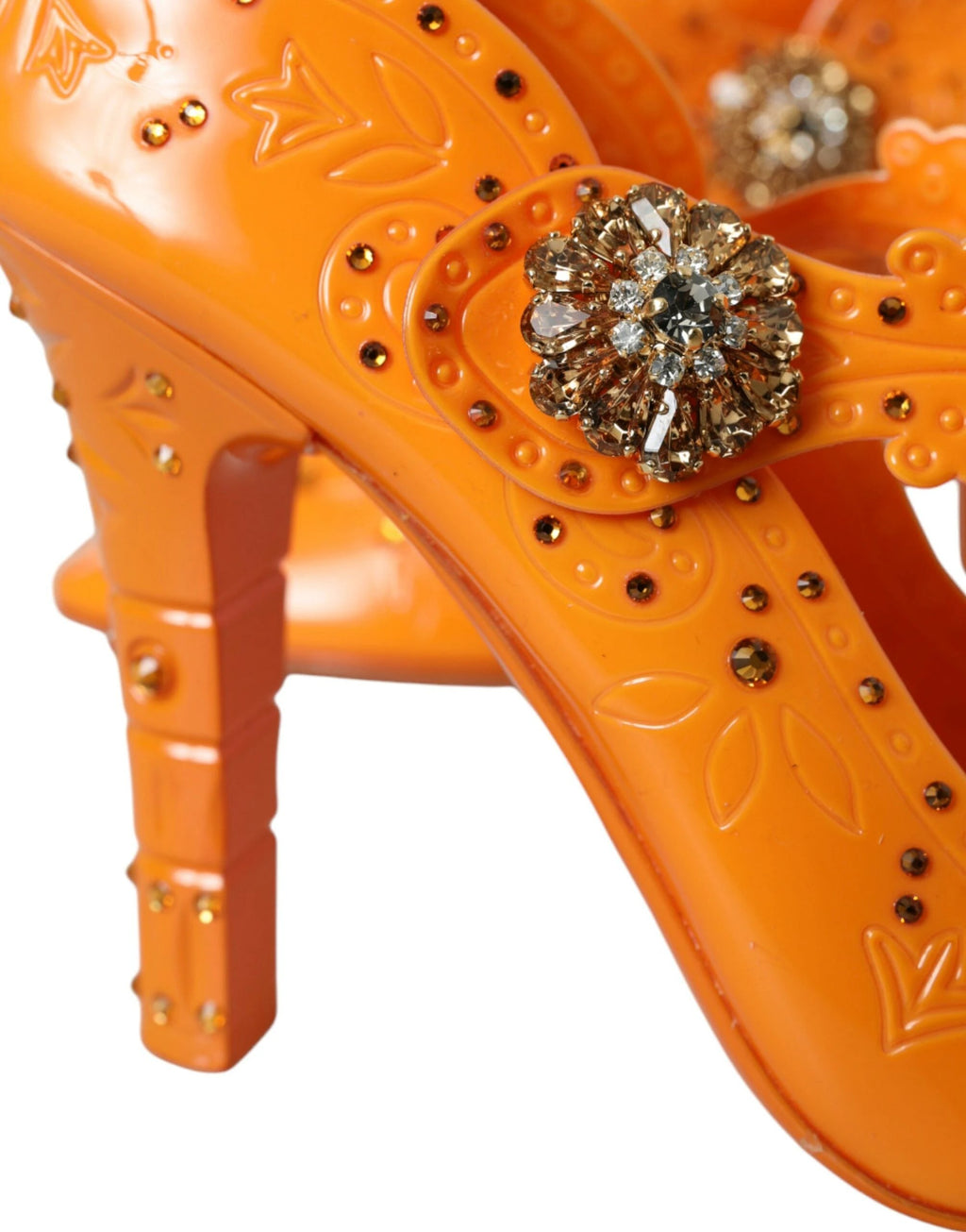 Dolce & Gabbana Orange CINDERELLA Floral Crystal Pumps Shoes by Dolce & Gabbana