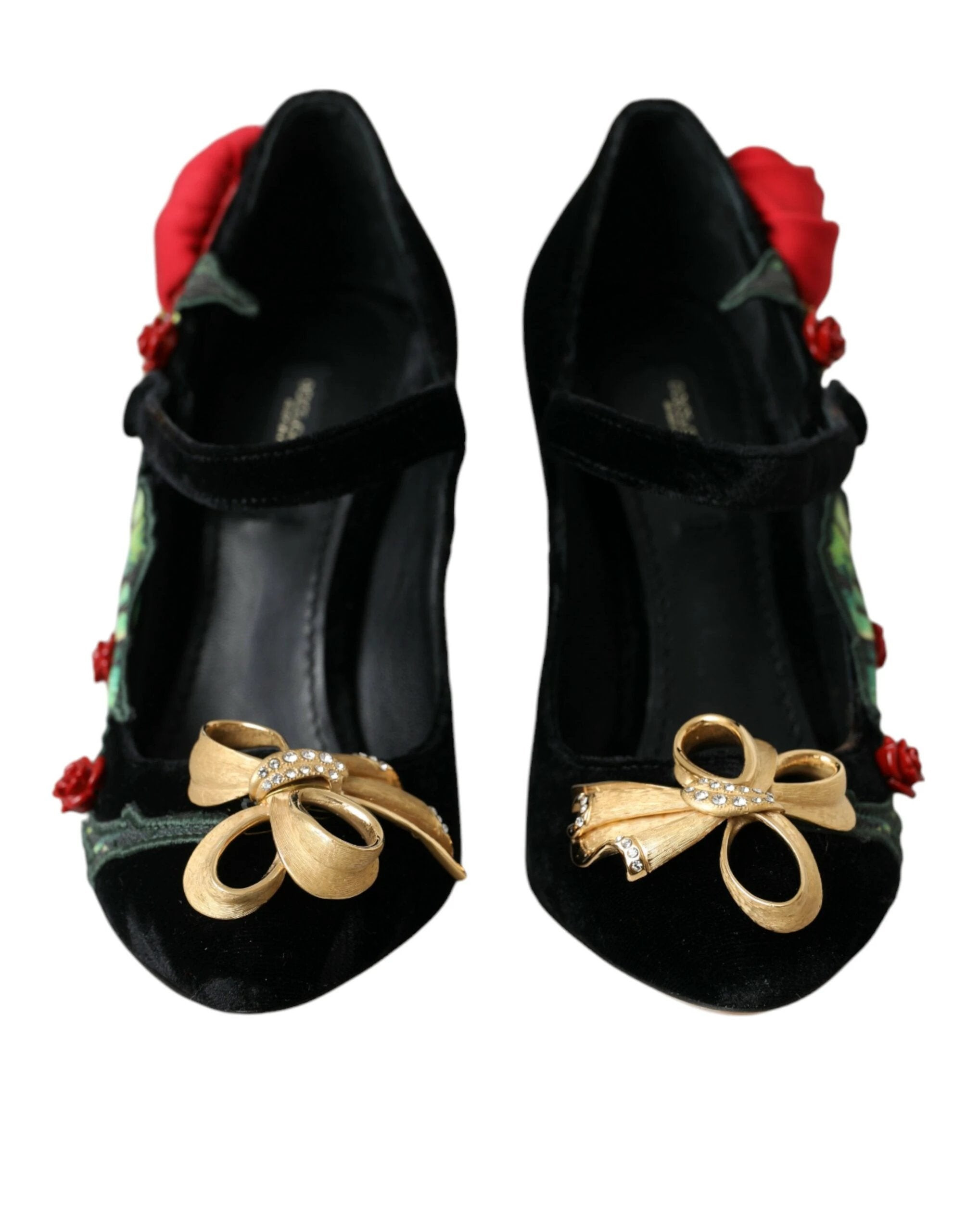 Dolce & Gabbana Black Roses Crystal Brooch Mary Jane Shoes by Dolce & Gabbana