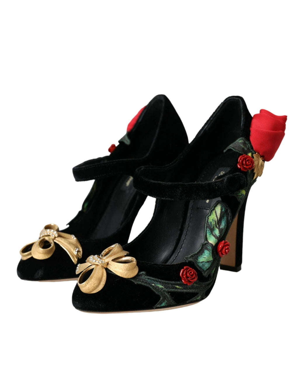 Dolce & Gabbana Black Roses Crystal Brooch Mary Jane Shoes by Dolce & Gabbana