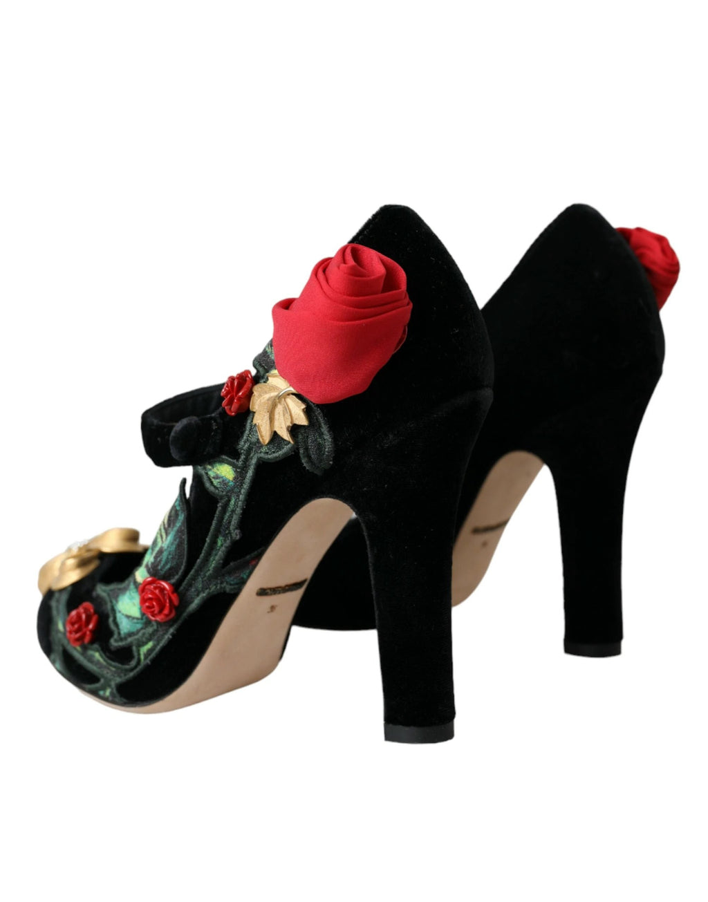 Dolce & Gabbana Black Roses Crystal Brooch Mary Jane Shoes by Dolce & Gabbana