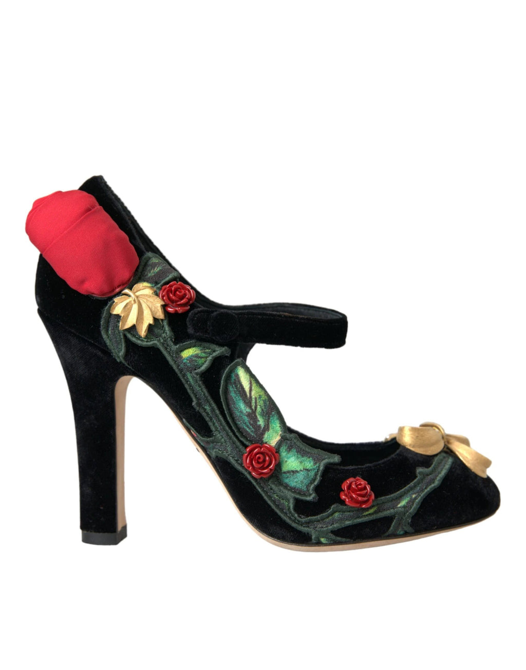Dolce & Gabbana Black Roses Crystal Brooch Mary Jane Shoes by Dolce & Gabbana