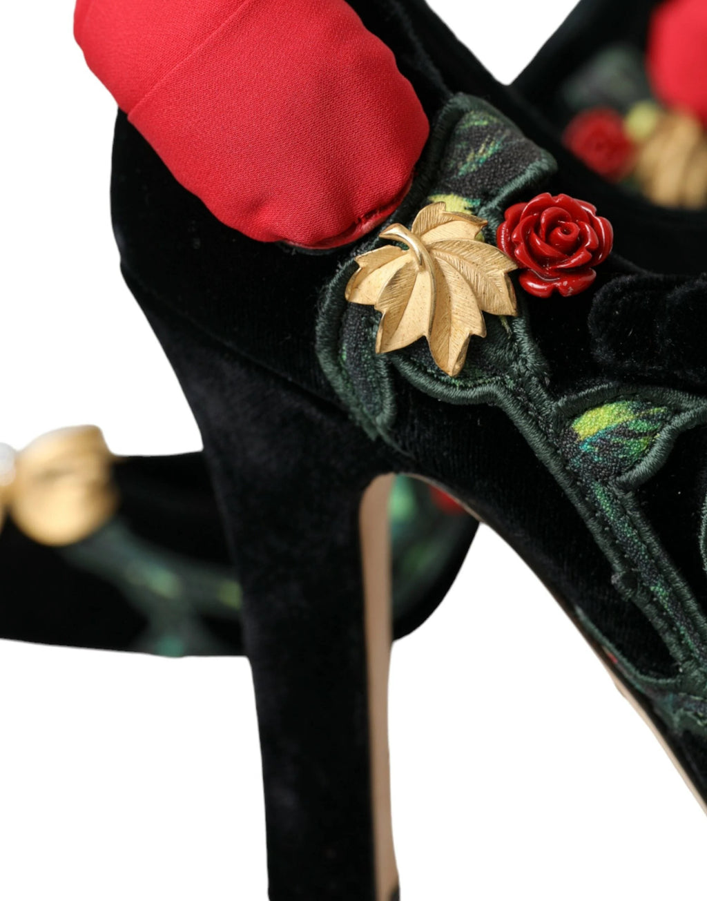Dolce & Gabbana Black Roses Crystal Brooch Mary Jane Shoes by Dolce & Gabbana