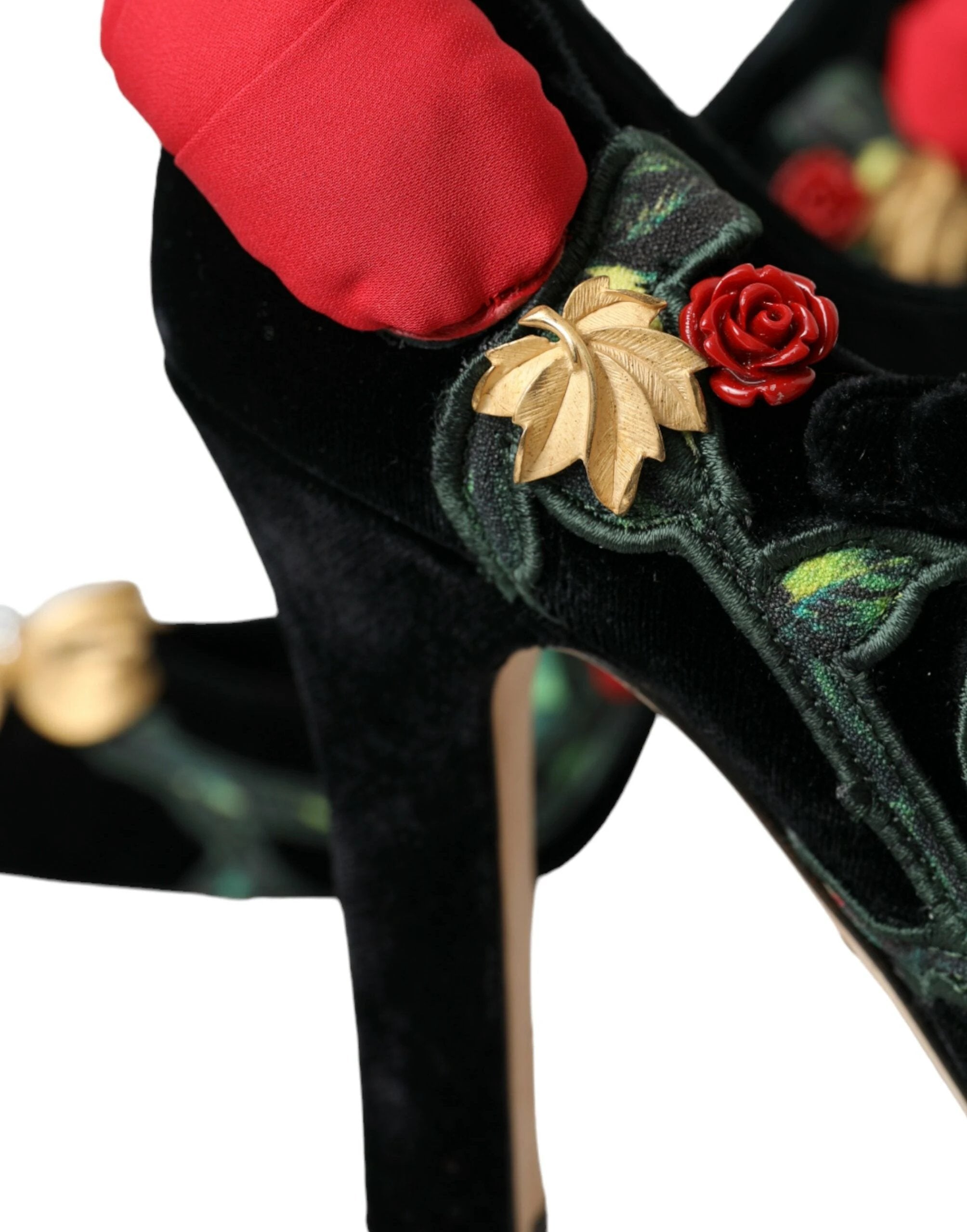Dolce & Gabbana Black Roses Crystal Brooch Mary Jane Shoes by Dolce & Gabbana
