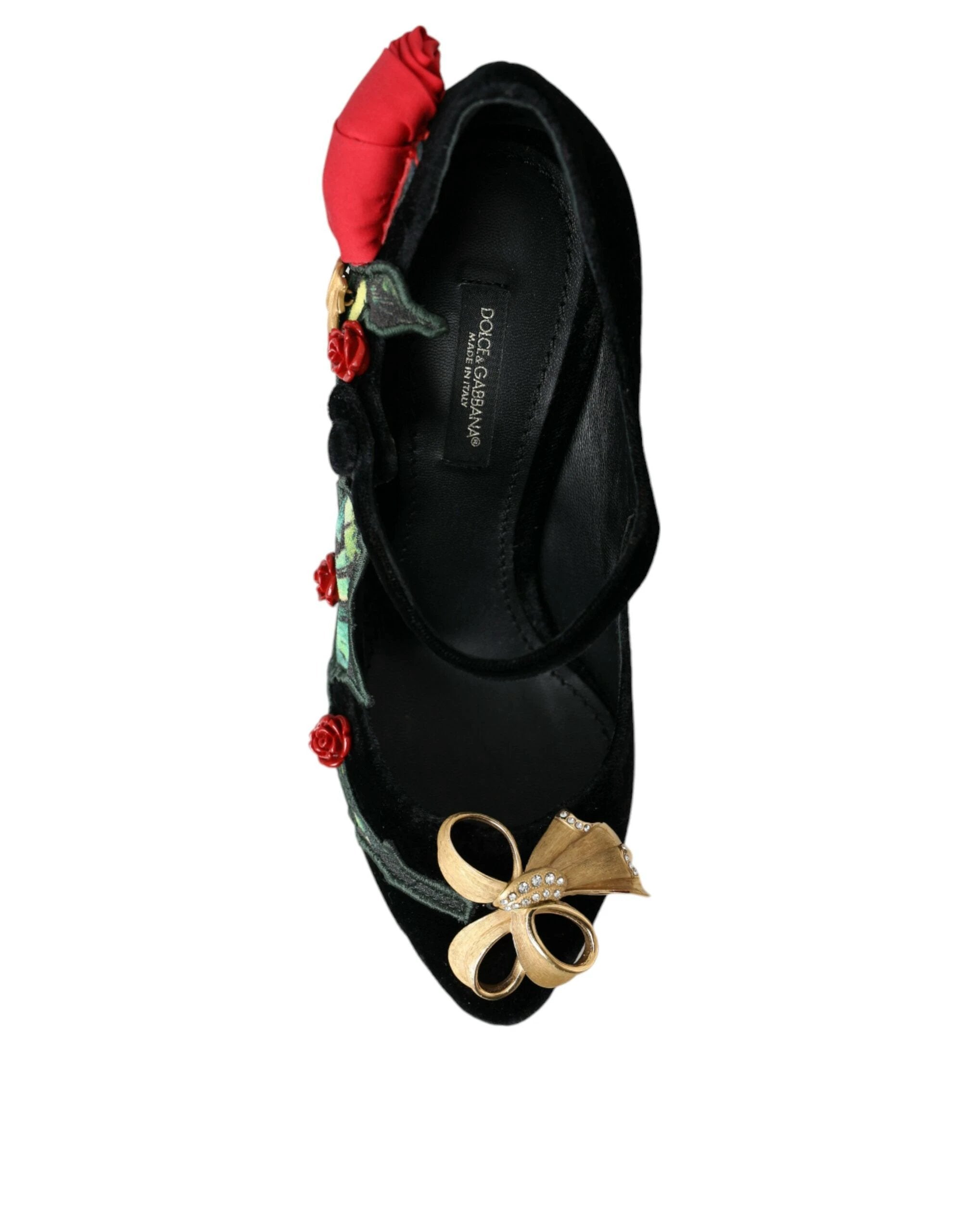 Dolce & Gabbana Black Roses Crystal Brooch Mary Jane Shoes by Dolce & Gabbana