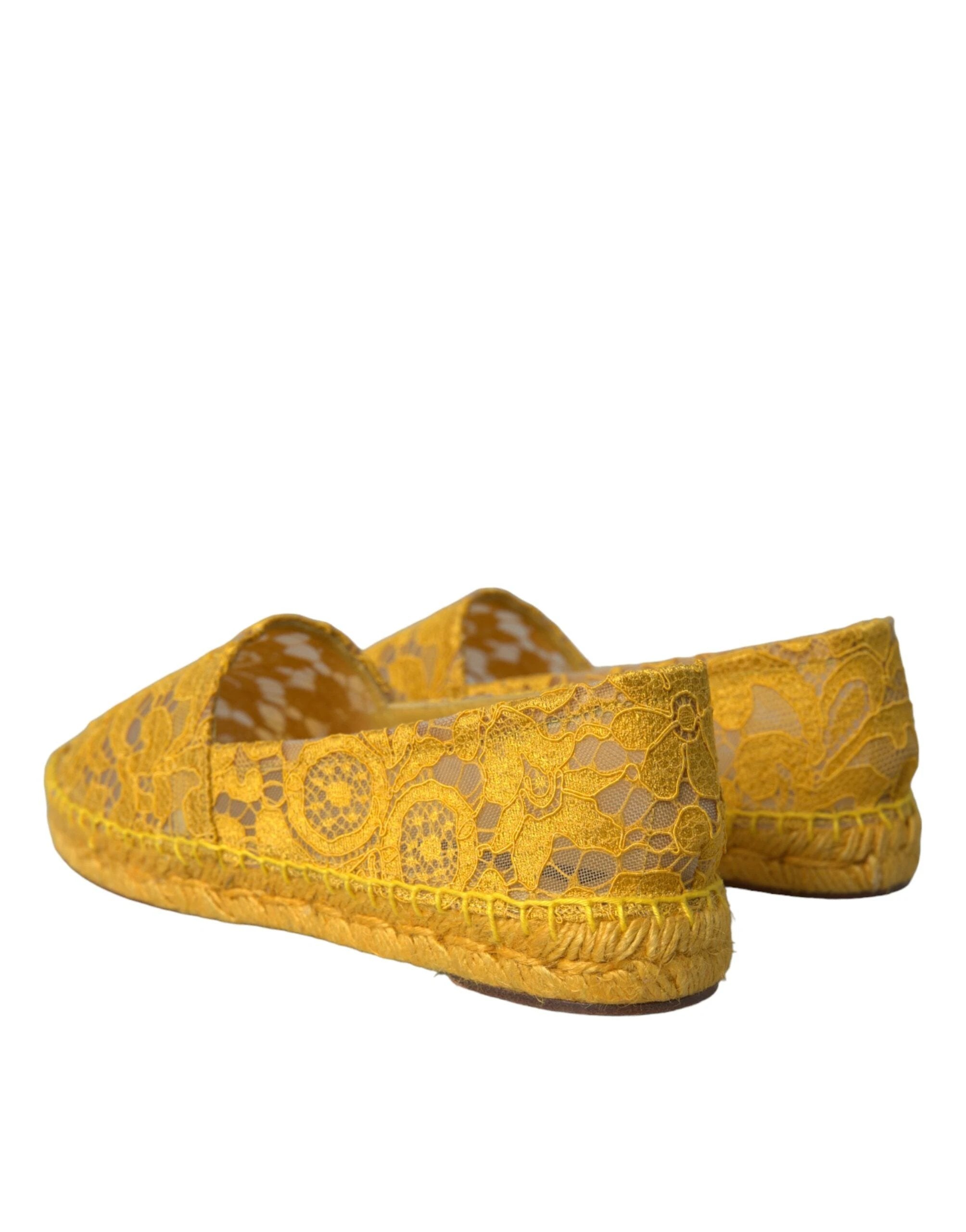 Dolce & Gabbana Yellow Taormina Lace Espadrille Loafers Flats Shoes by Dolce & Gabbana