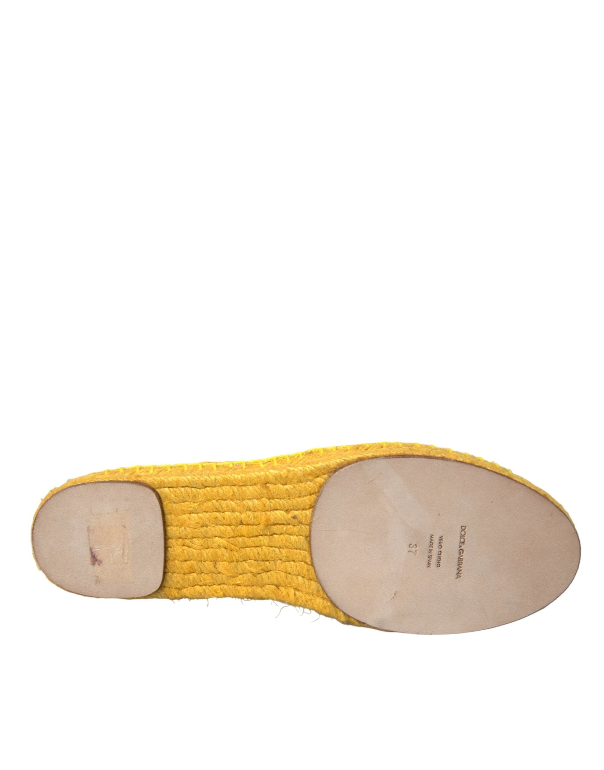 Dolce & Gabbana Yellow Taormina Lace Espadrille Loafers Flats Shoes by Dolce & Gabbana