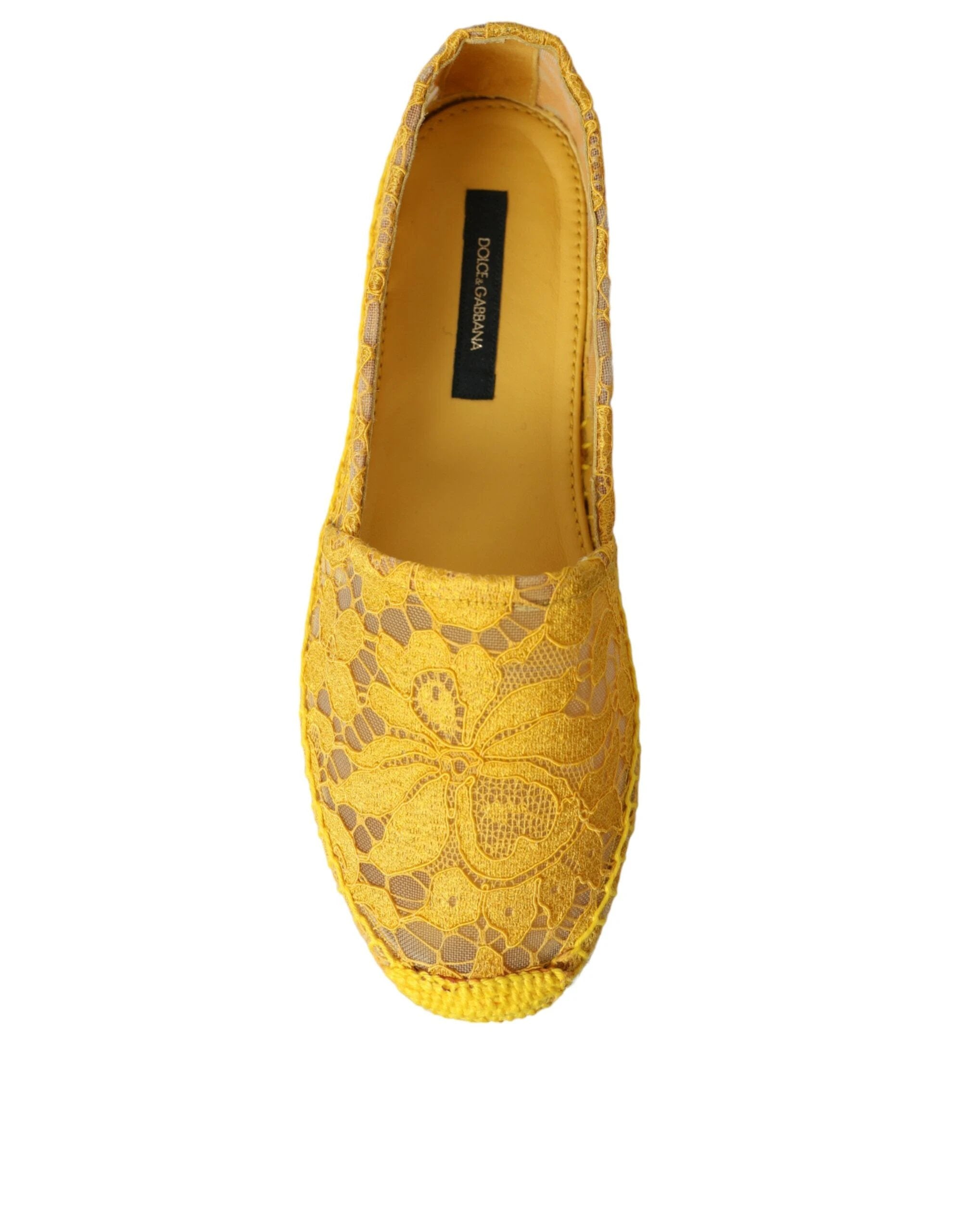 Dolce & Gabbana Yellow Taormina Lace Espadrille Loafers Flats Shoes by Dolce & Gabbana