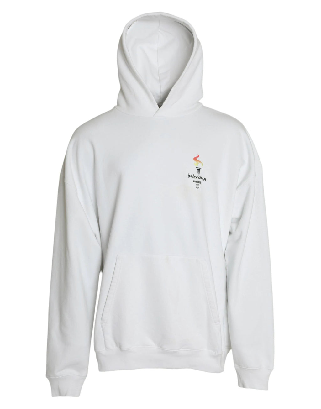 Balenciaga White Cotton Logo Hooded Pullover Sweatshirt Sweater by Balenciaga