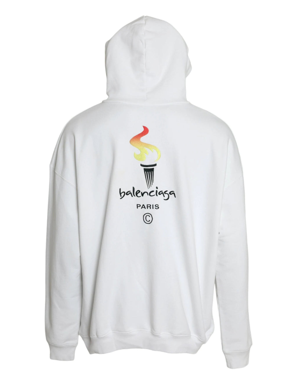 Balenciaga White Cotton Logo Hooded Pullover Sweatshirt Sweater by Balenciaga