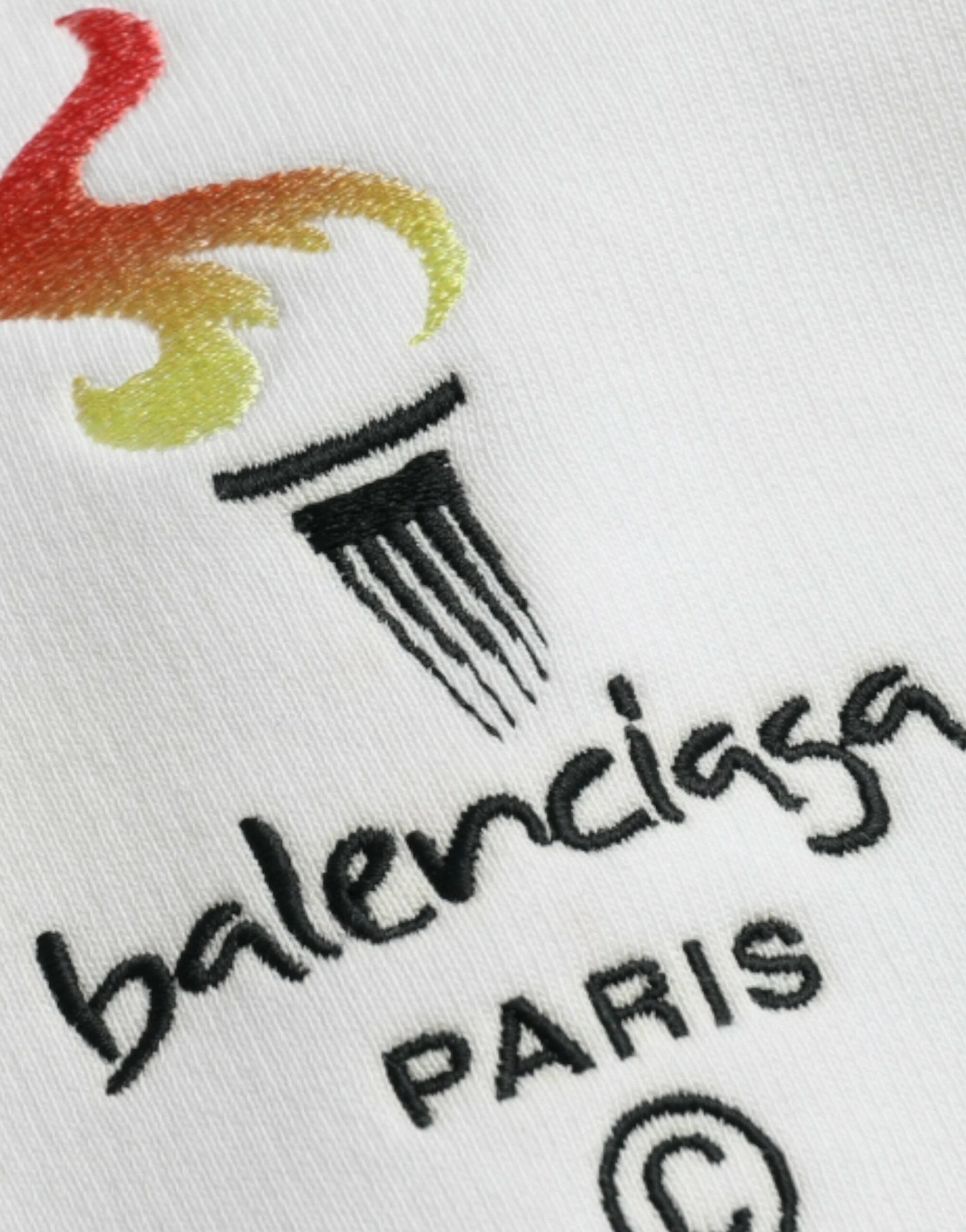 Balenciaga White Cotton Logo Hooded Pullover Sweatshirt Sweater by Balenciaga