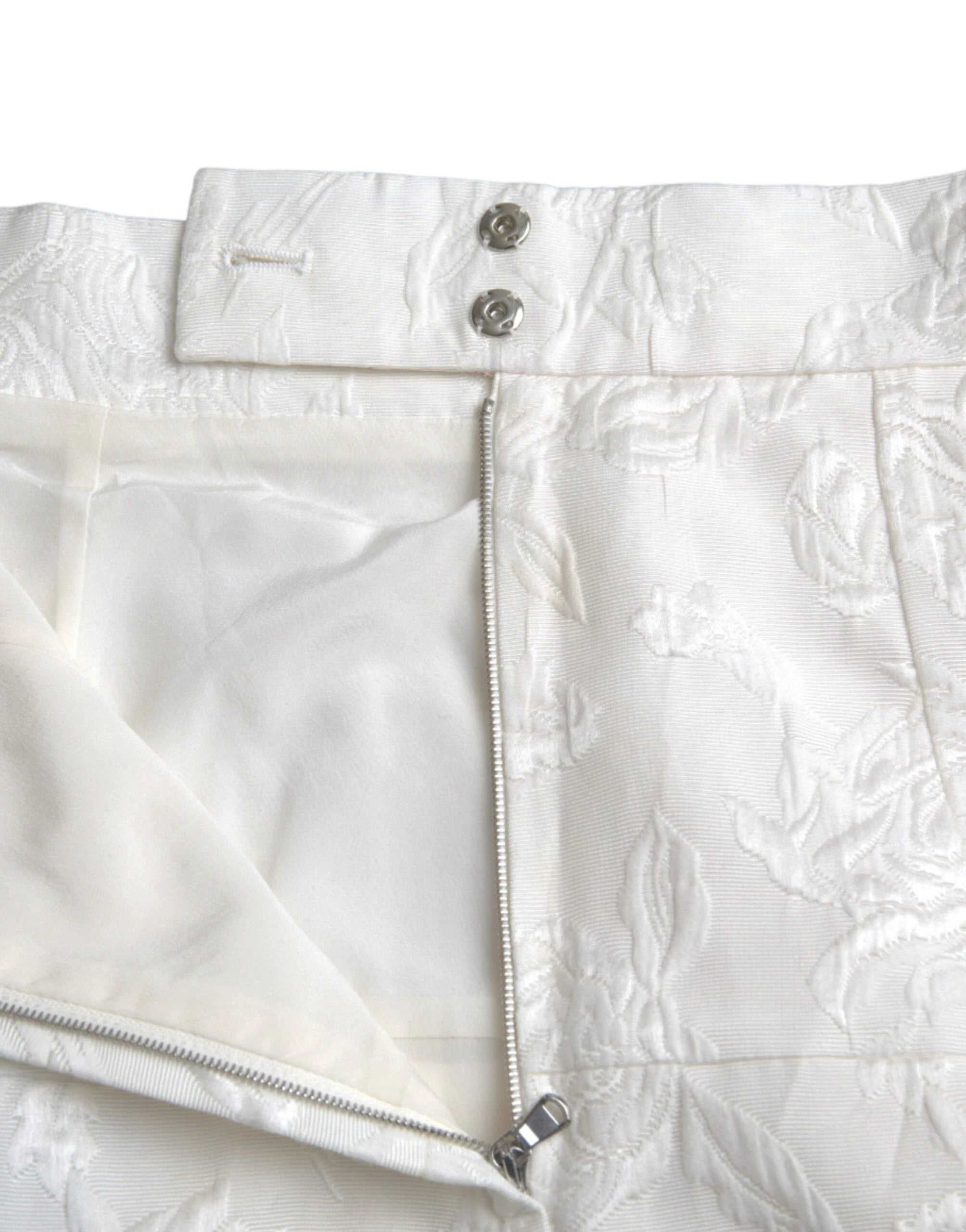 Dolce & Gabbana White Floral Brocade Embellished Mini Skirt by Dolce & Gabbana