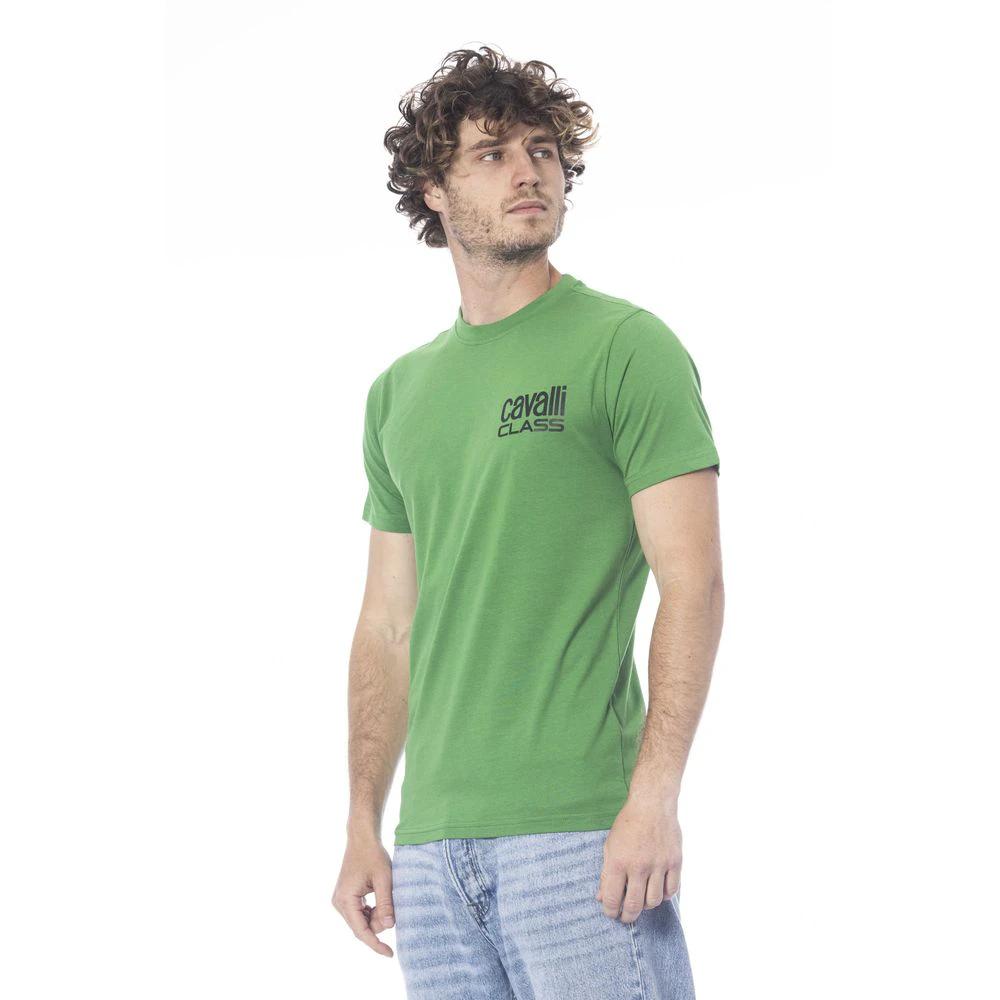Cavalli Class Green Cotton Men T-Shirt by Cavalli Class
