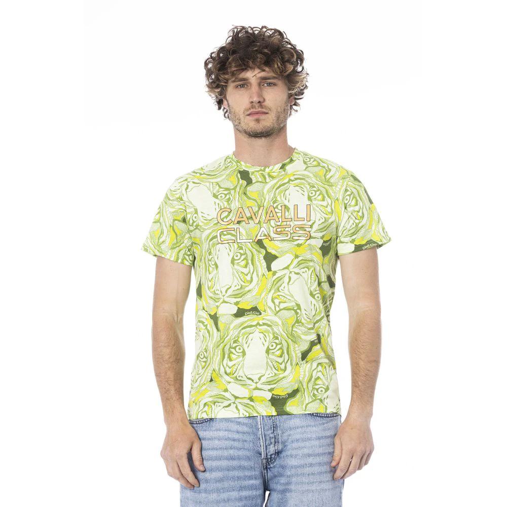 Cavalli Class Green Cotton Men T-Shirt by Cavalli Class