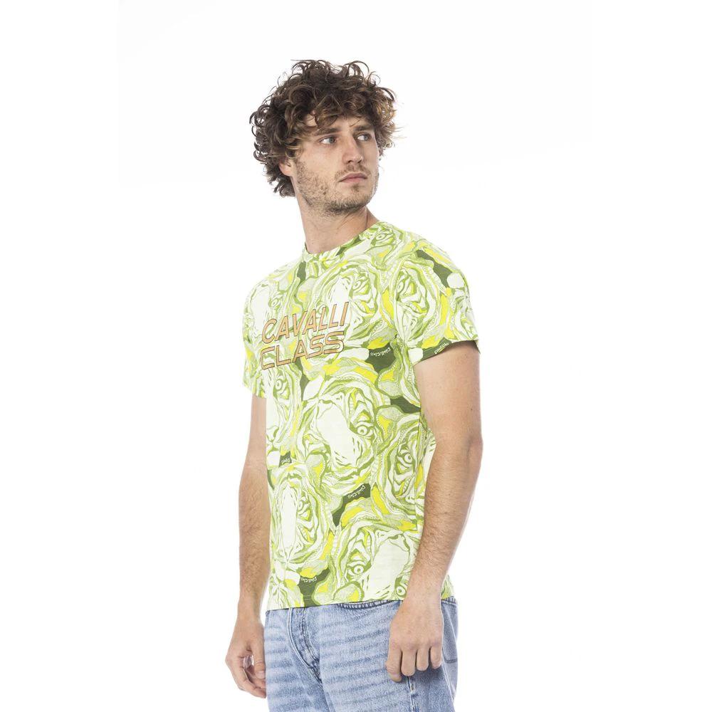 Cavalli Class Green Cotton Men T-Shirt by Cavalli Class