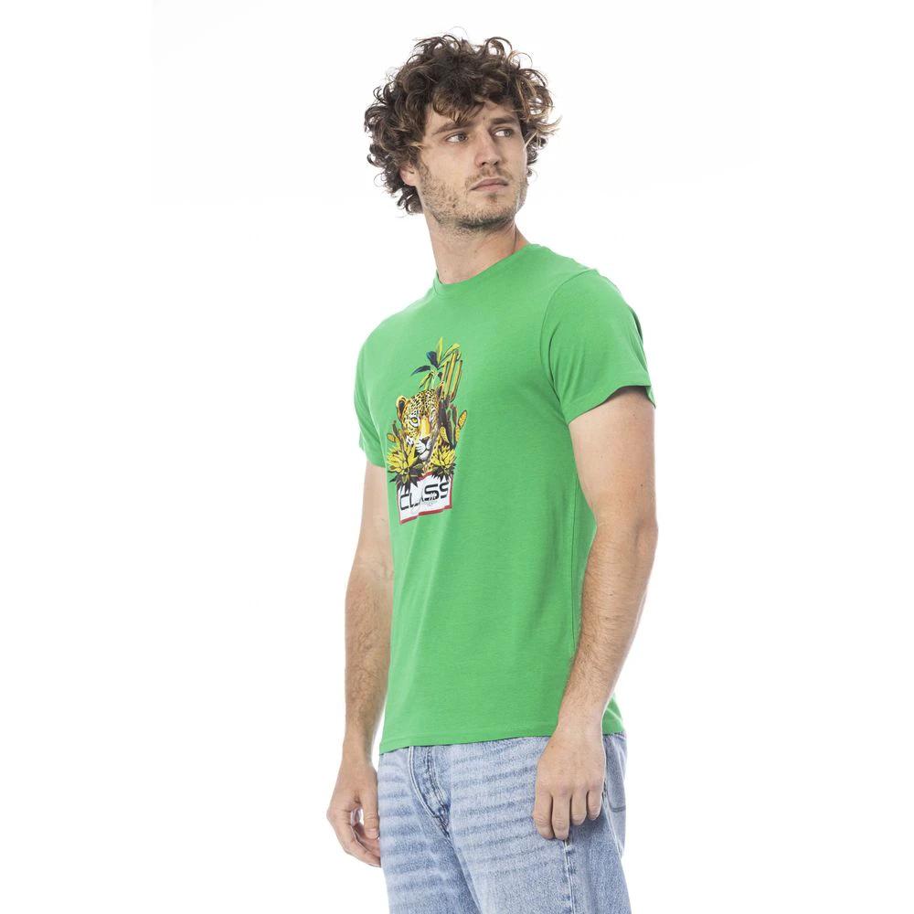 Cavalli Class Green Cotton Men T-Shirt by Cavalli Class